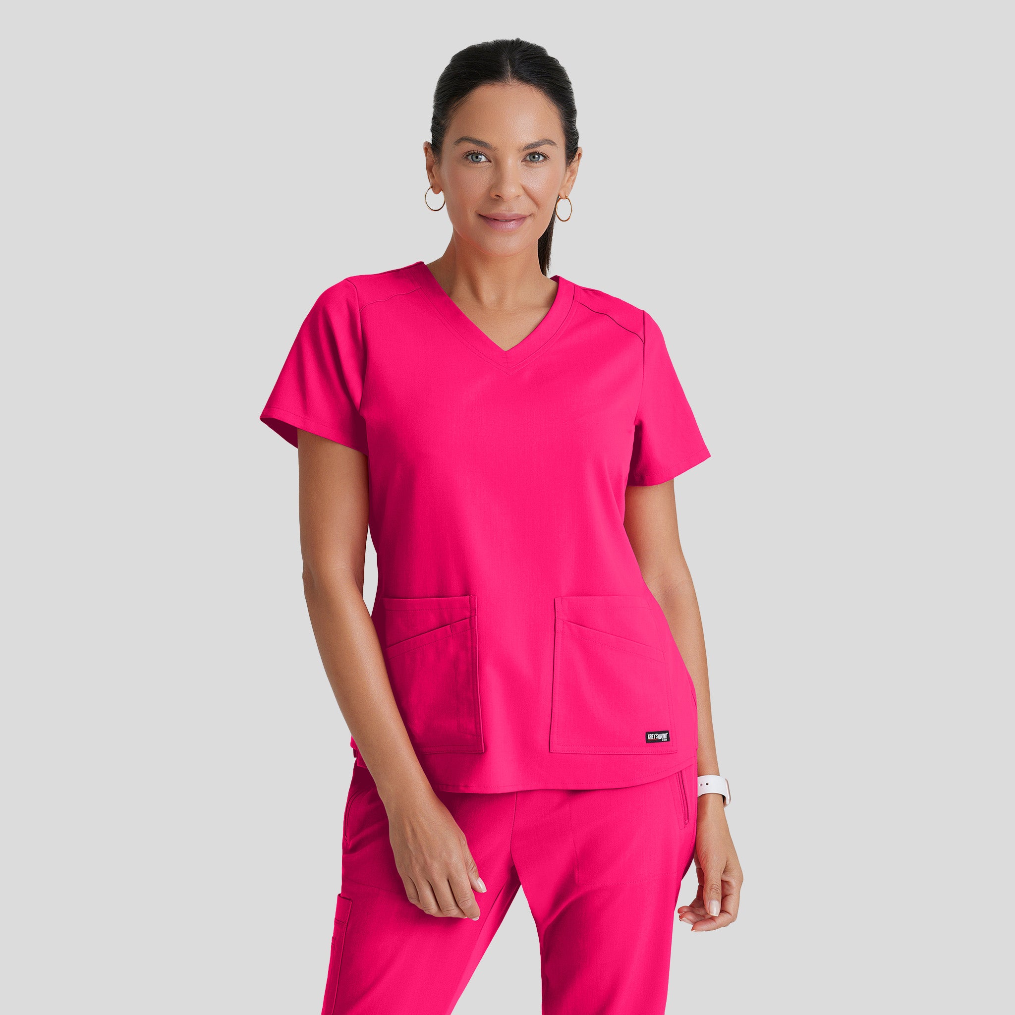 Emma 4-Pocket V-Neck Scrub Top | Vibrance Pink