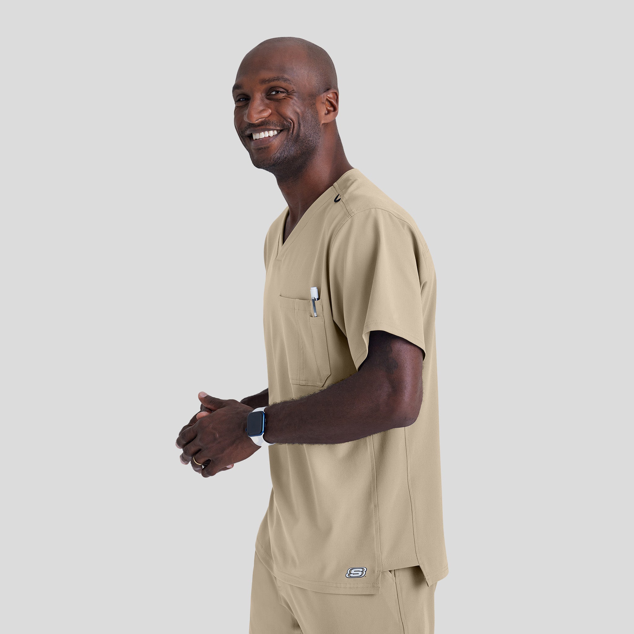 Men's Structure 1-Pocket V-Neck Scrub Top | Khaki