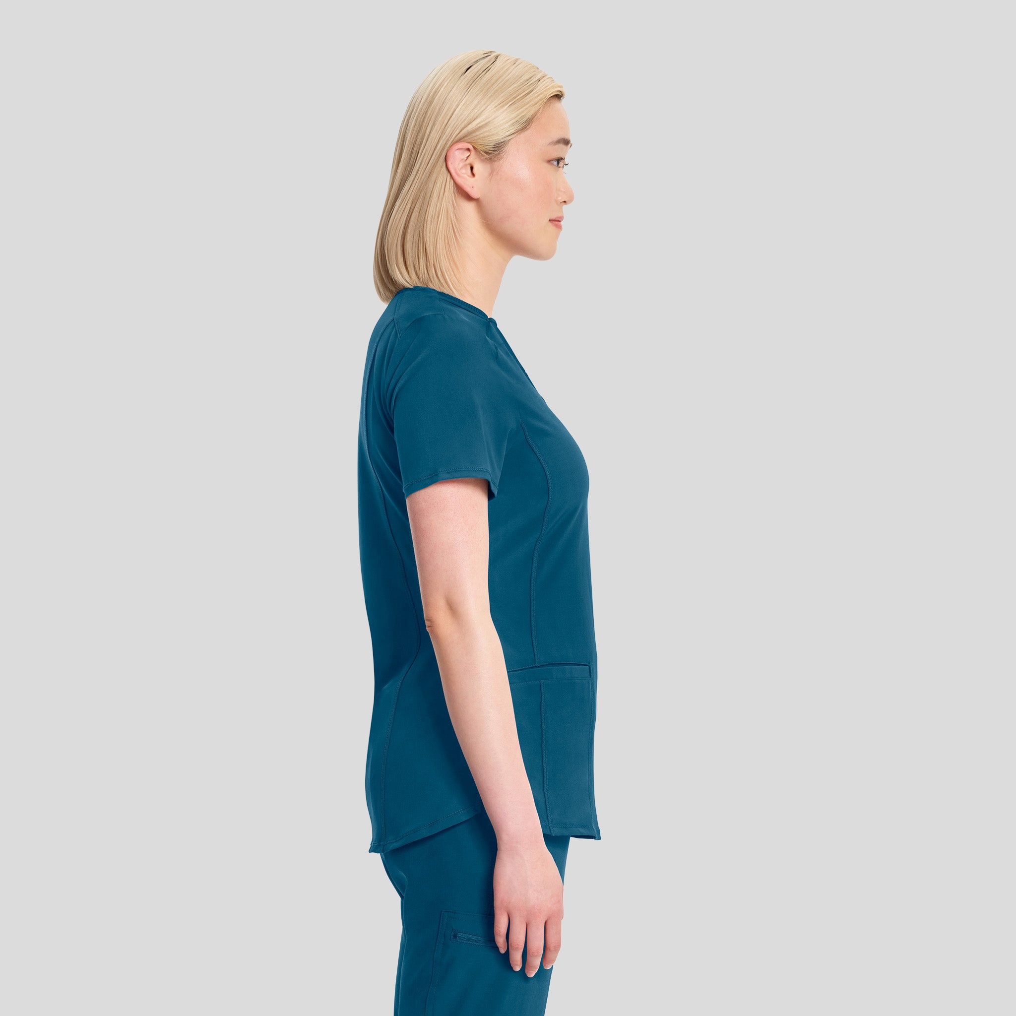 Infinity V-Neck Solid Scrub Top | Caribbean