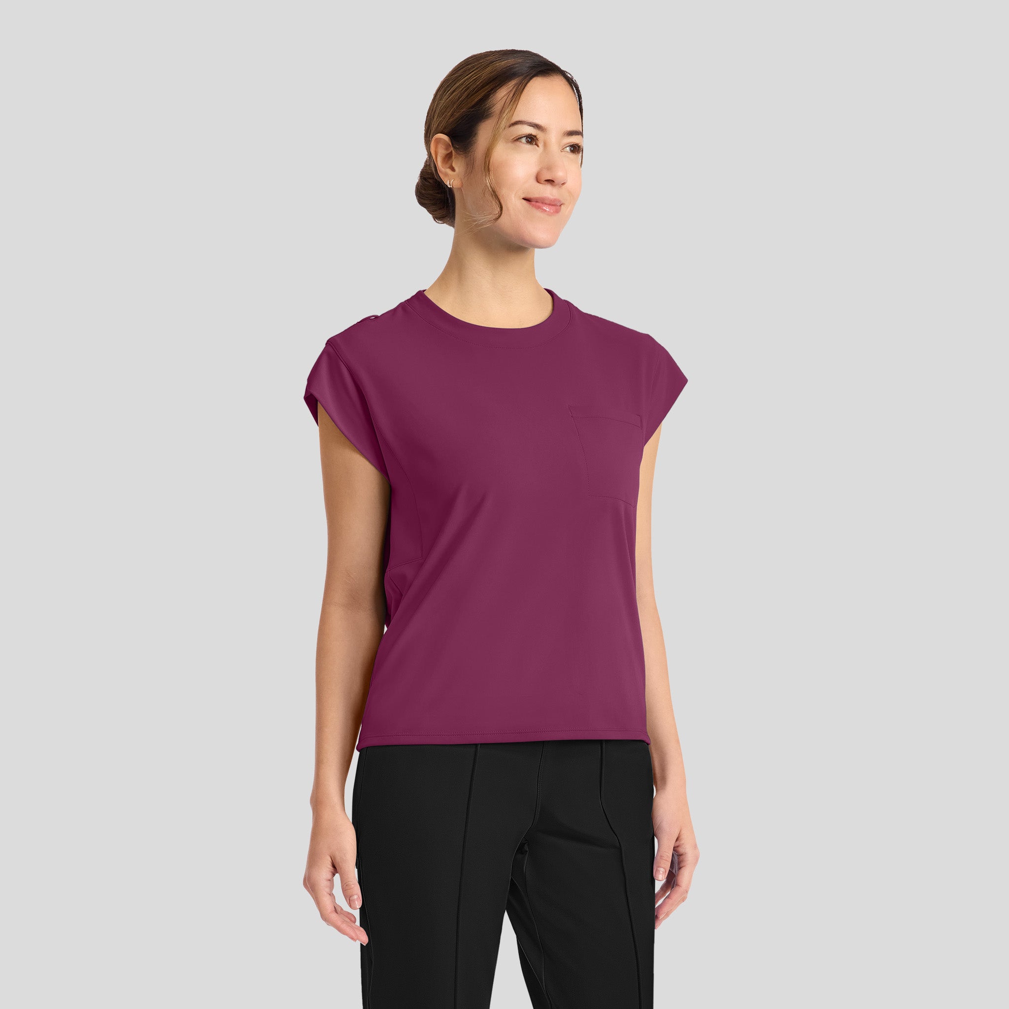 Achieve Crew Neck Scrub Top | Wine