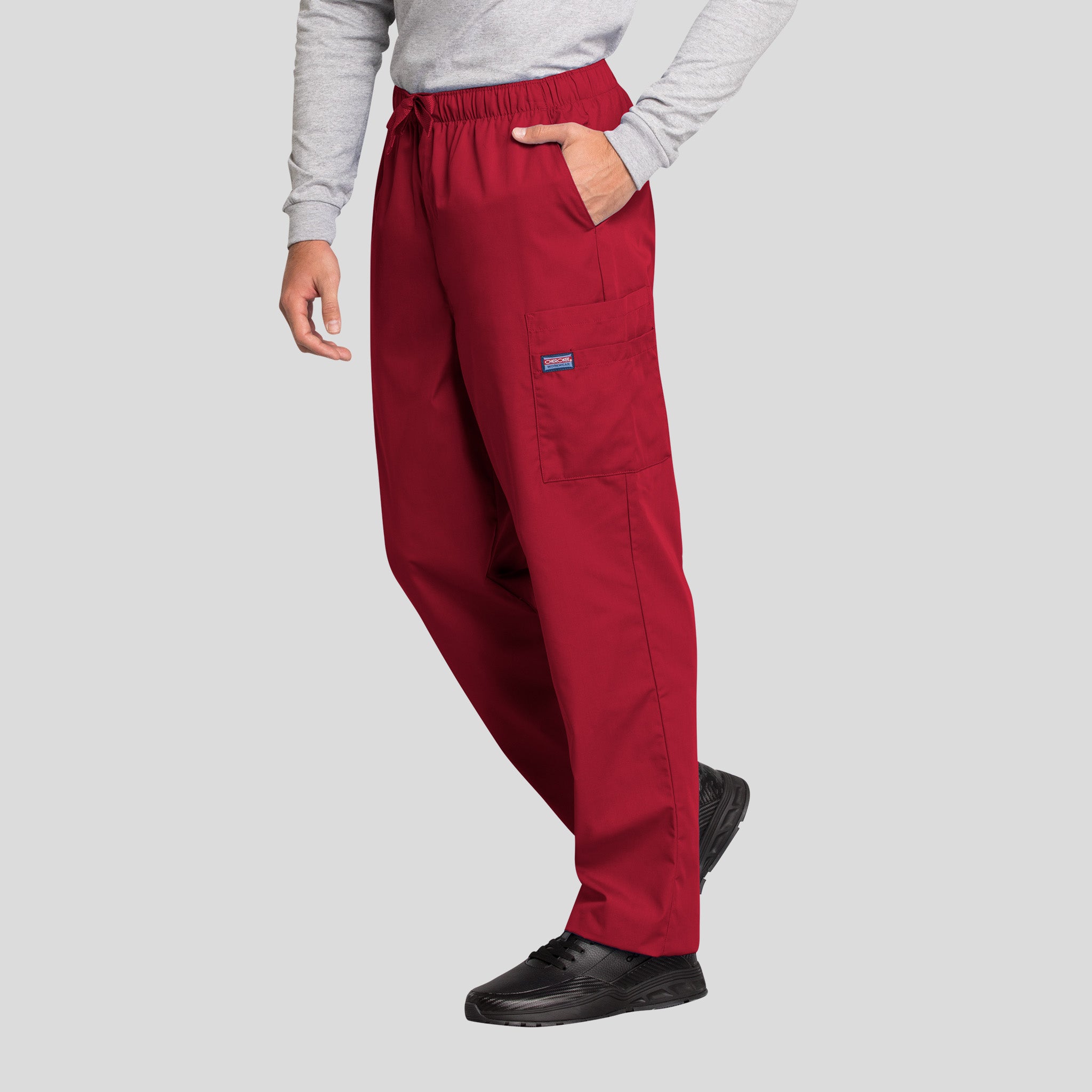 Men's Drawstring Cargo Scrub Pant | Red