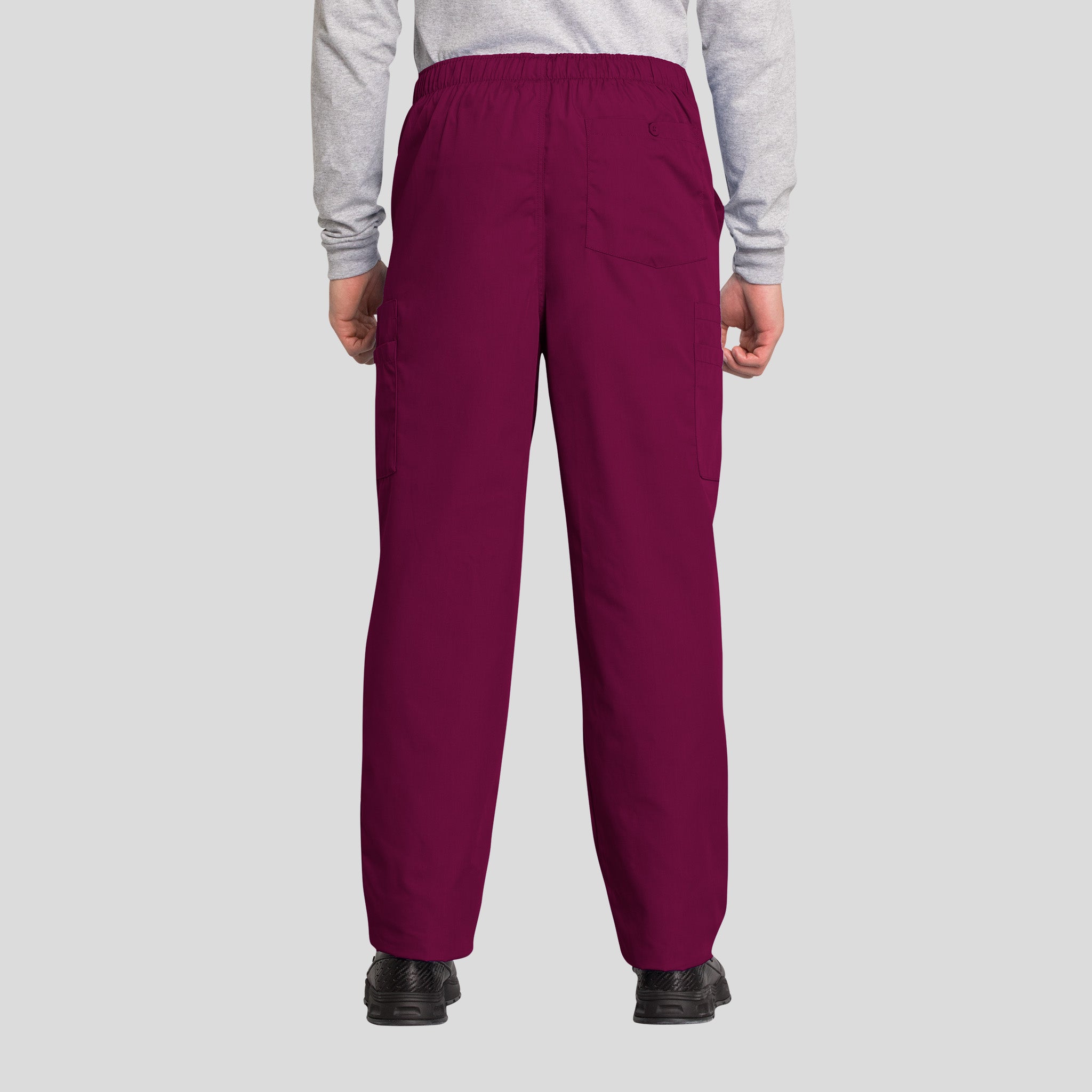 Men's Drawstring Cargo Scrub Pant | Wine