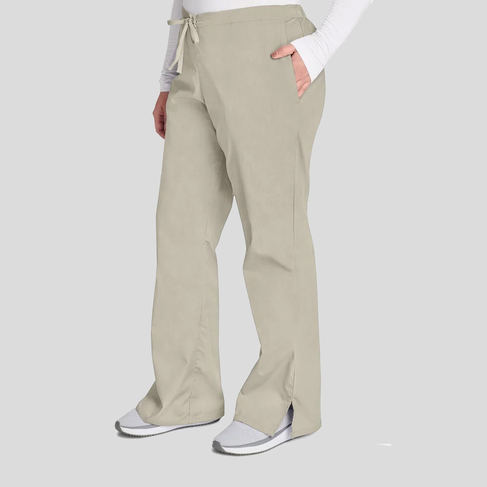 Natural Rise Flare Leg Drawstring Pant | Khaki