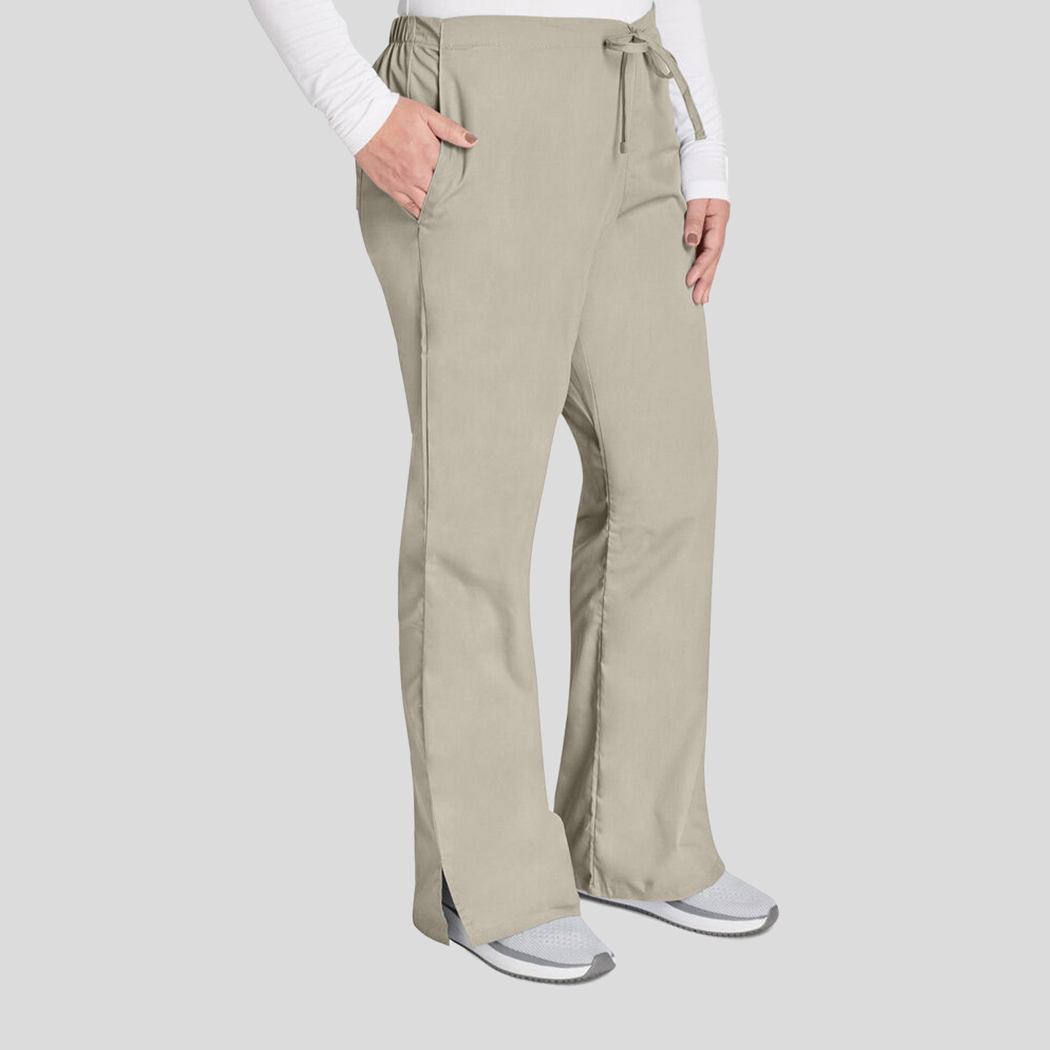 Natural Rise Flare Leg Drawstring Pant | Khaki