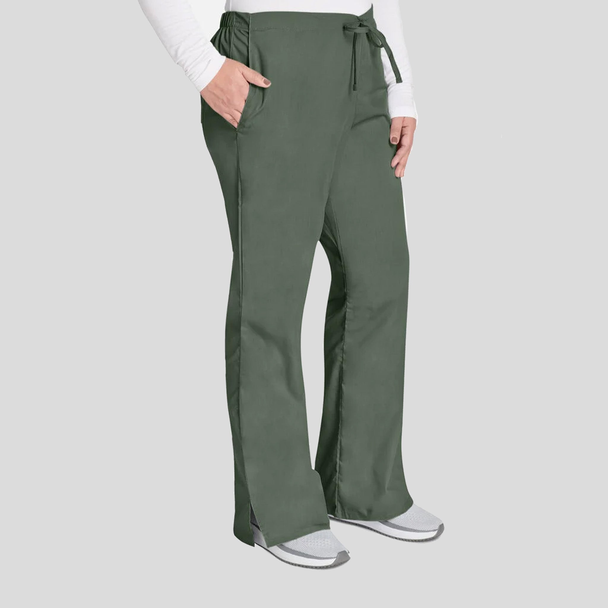 Natural Rise Flare Leg Drawstring Pant | Olive