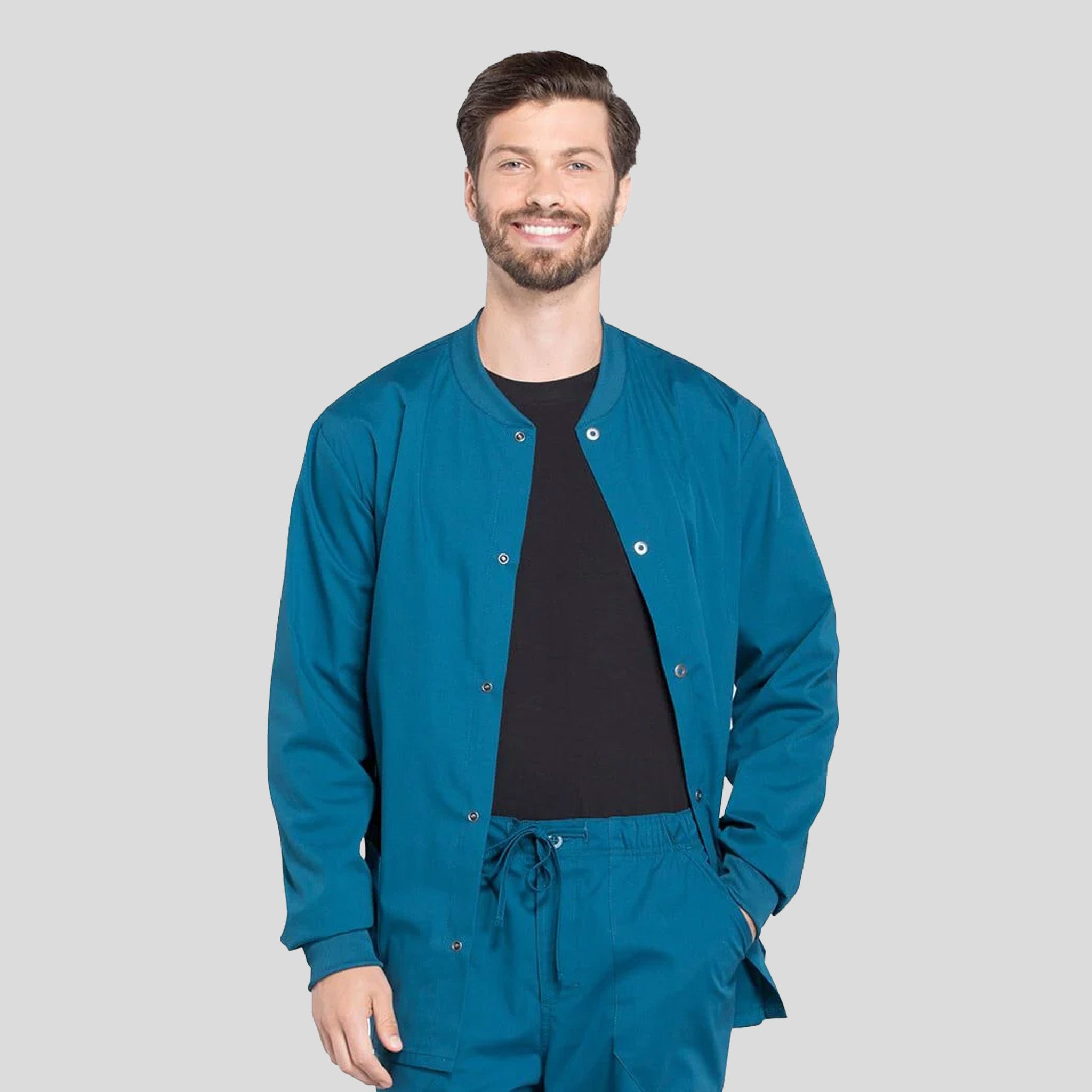 Men's Snap Front Warm-Up Jacket | Caribbean