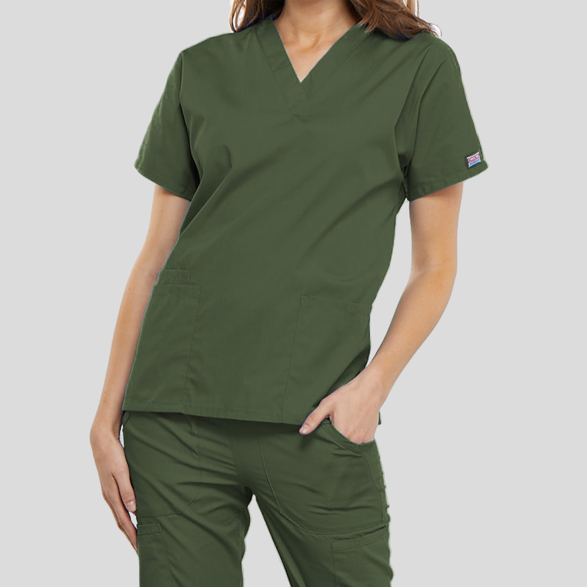 Women's V-Neck 2 Pocket | Olive