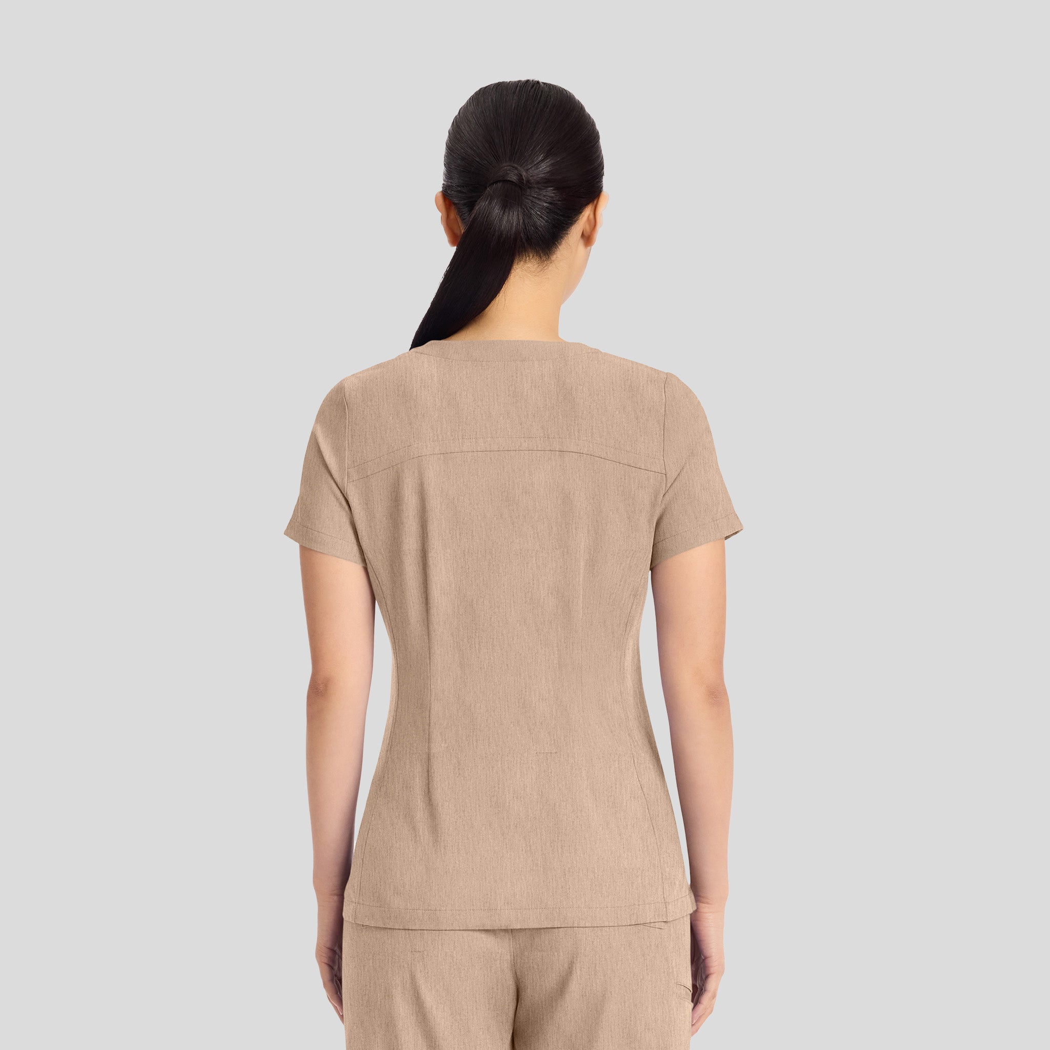 Women's Briana Y-Neck Scrub Top | Desert Taupe