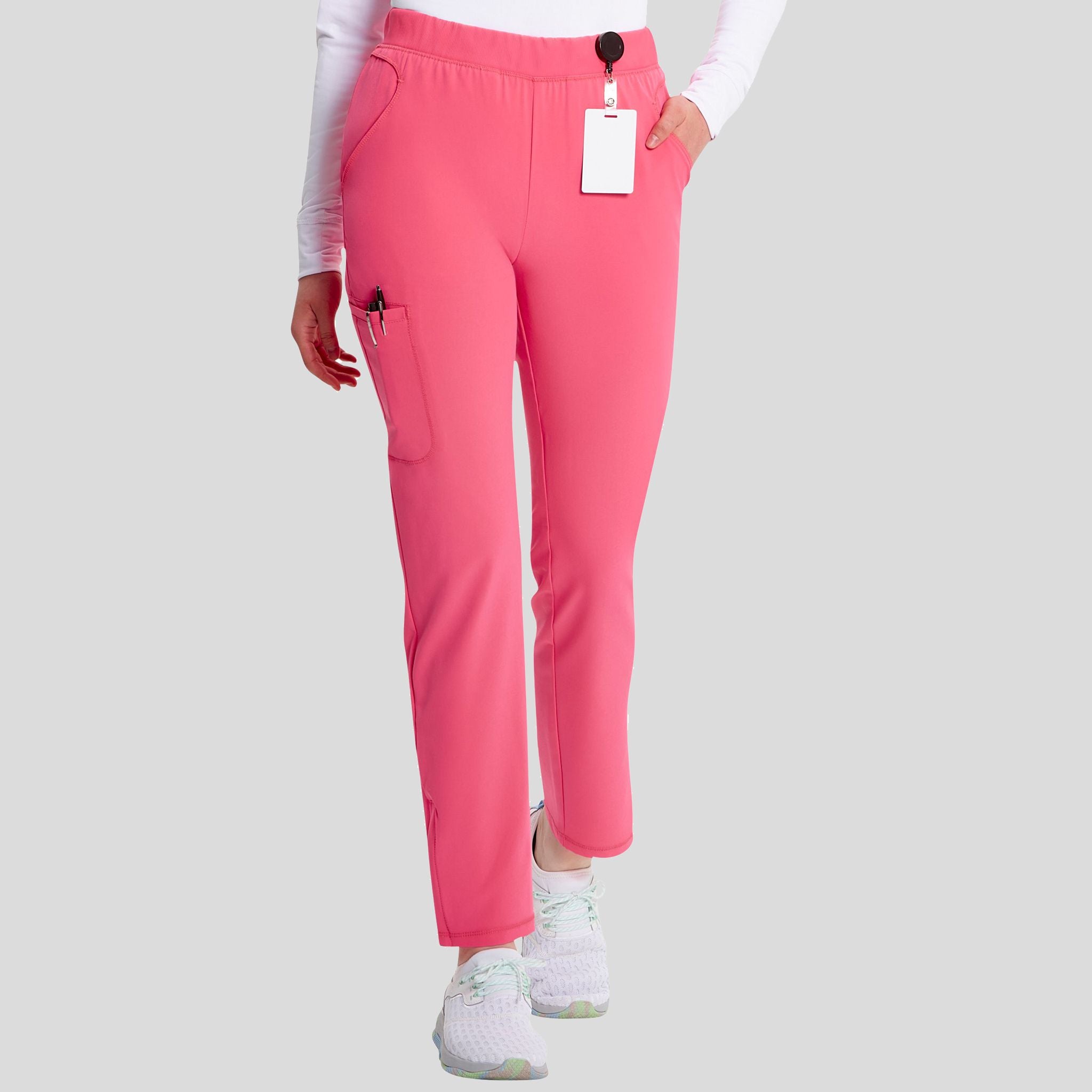 Mid Rise Pull-on Tapered Leg Cargo Pant | Power Pink