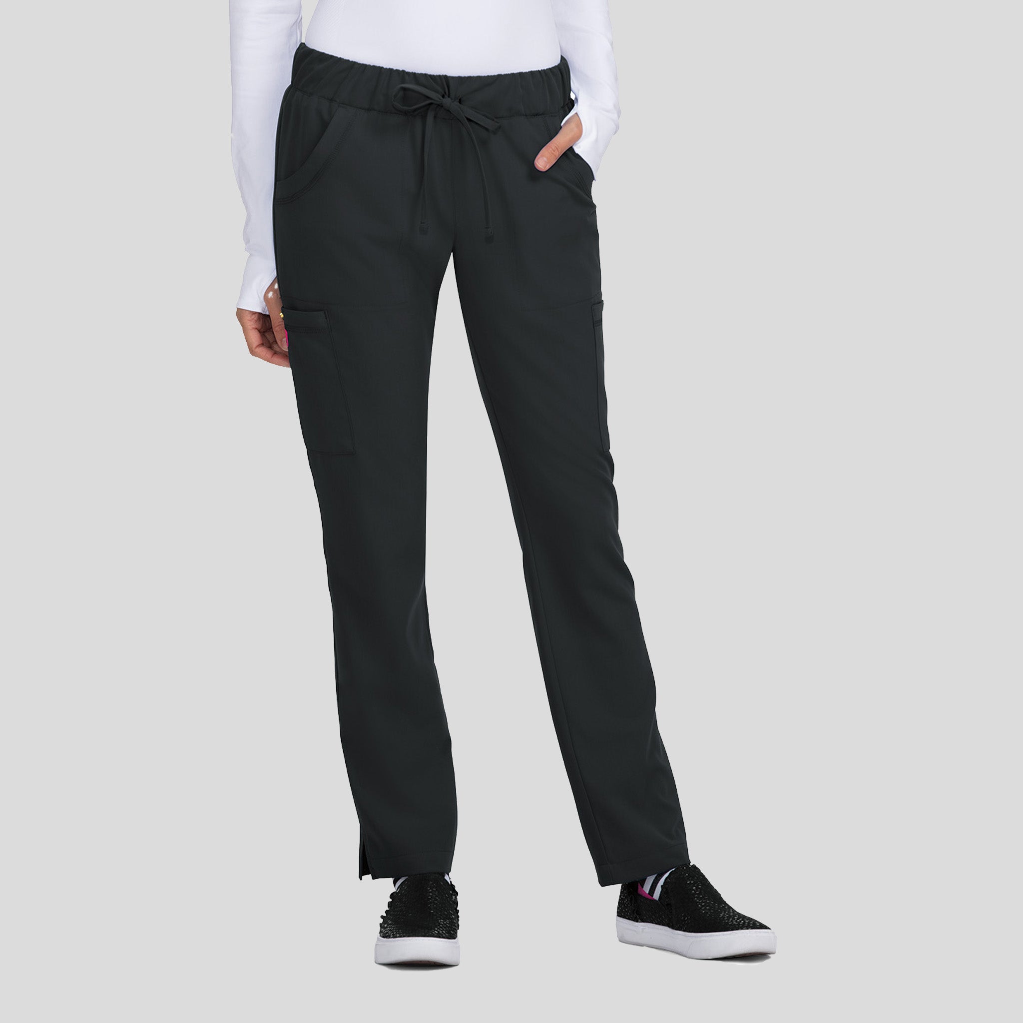 Betsey Johnson Buttercup Women's 6-Pocket Slim Fit Scrub Pants | Black