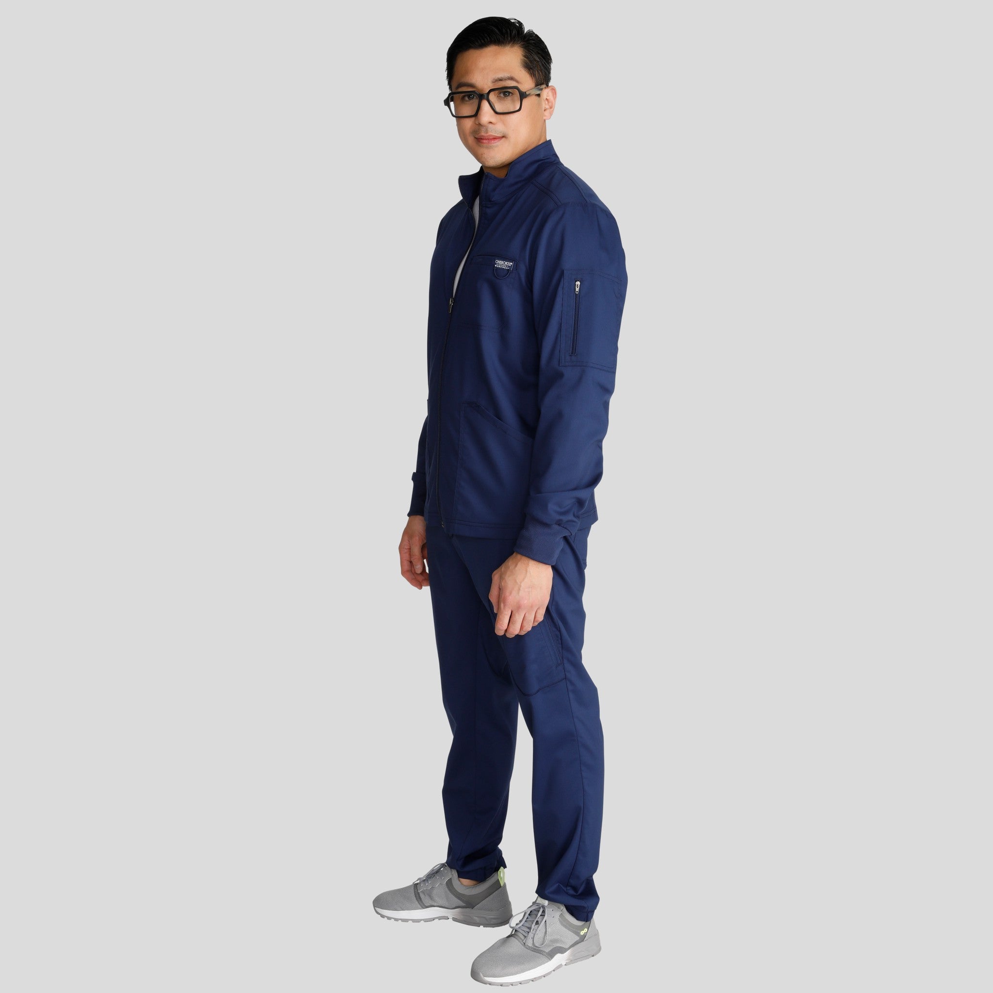 Men's Zip Front Scrub Jacket | Navy