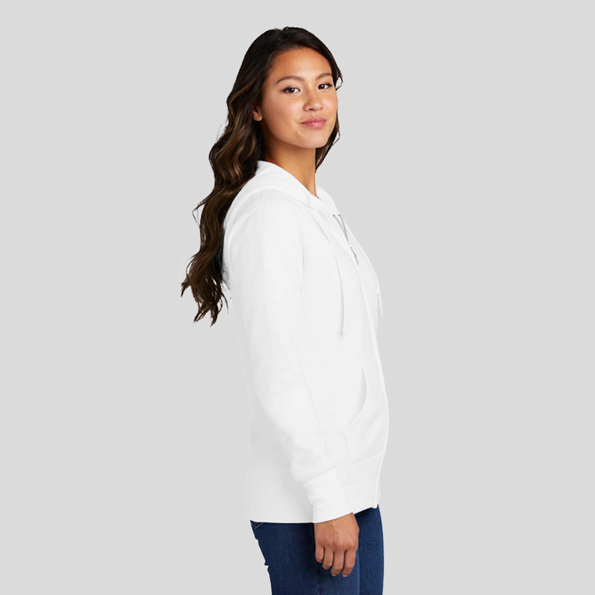 Women's Core Fleece Full-Zip Hooded Sweatshirt | White