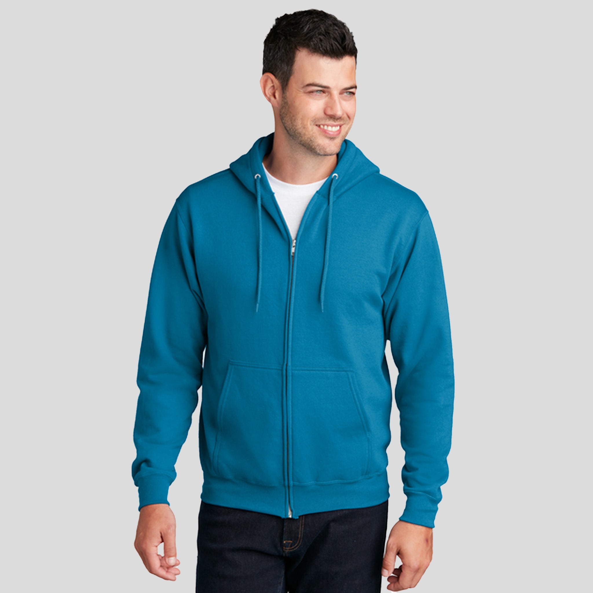 Core Fleece Full-Zip Hooded Sweatshirt | Neon Blue