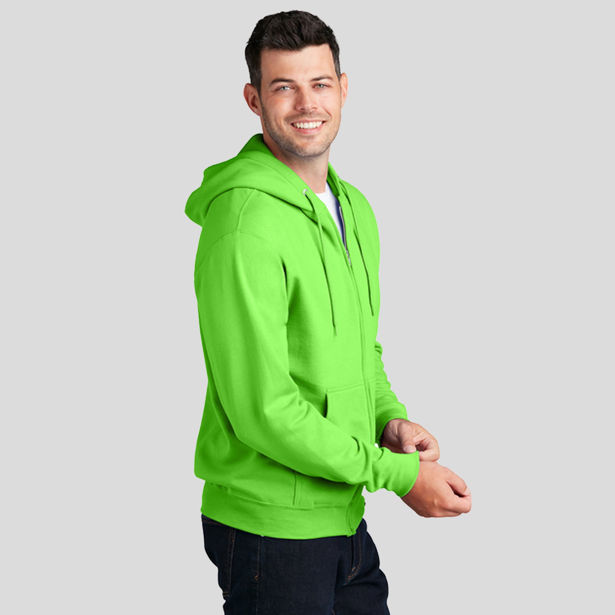 Core Fleece Full-Zip Hooded Sweatshirt | Neon Green