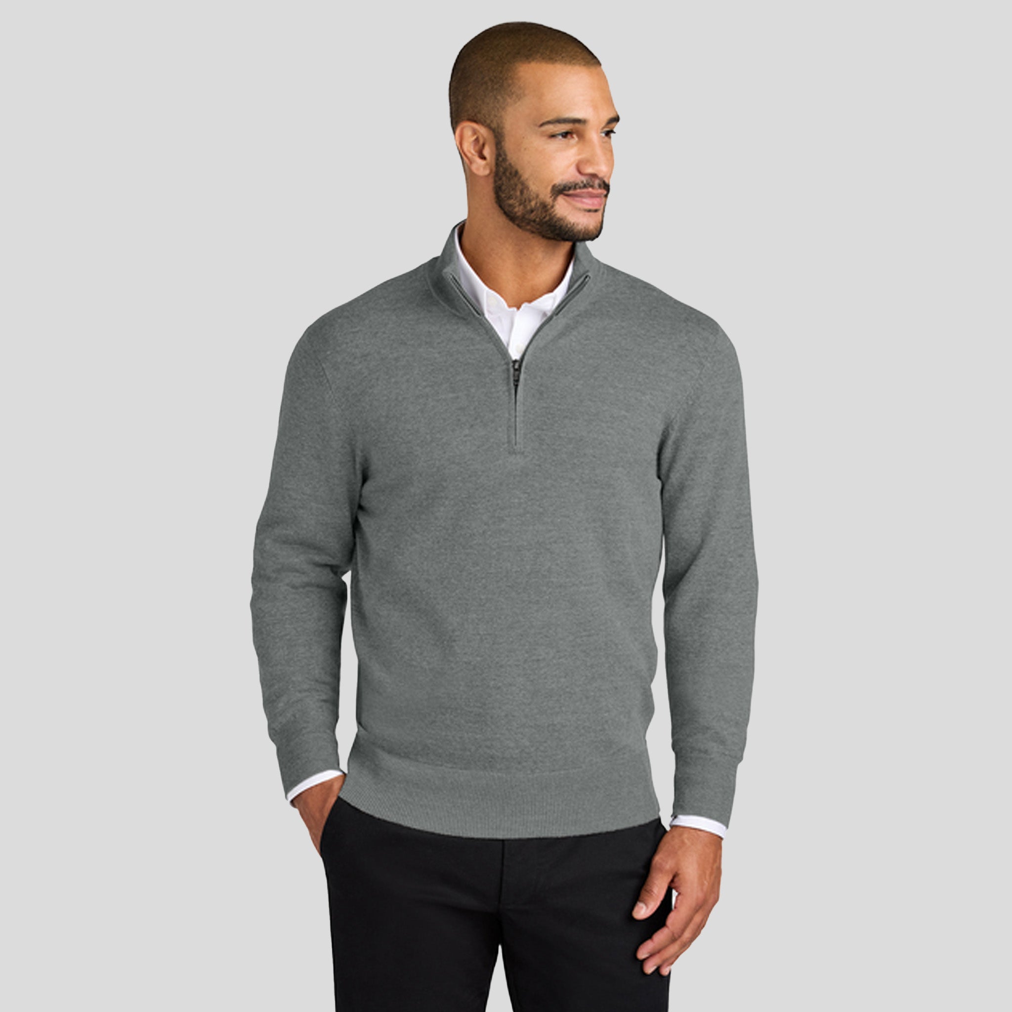 Easy Care 1/4-Zip Sweater | Medium Heather Grey