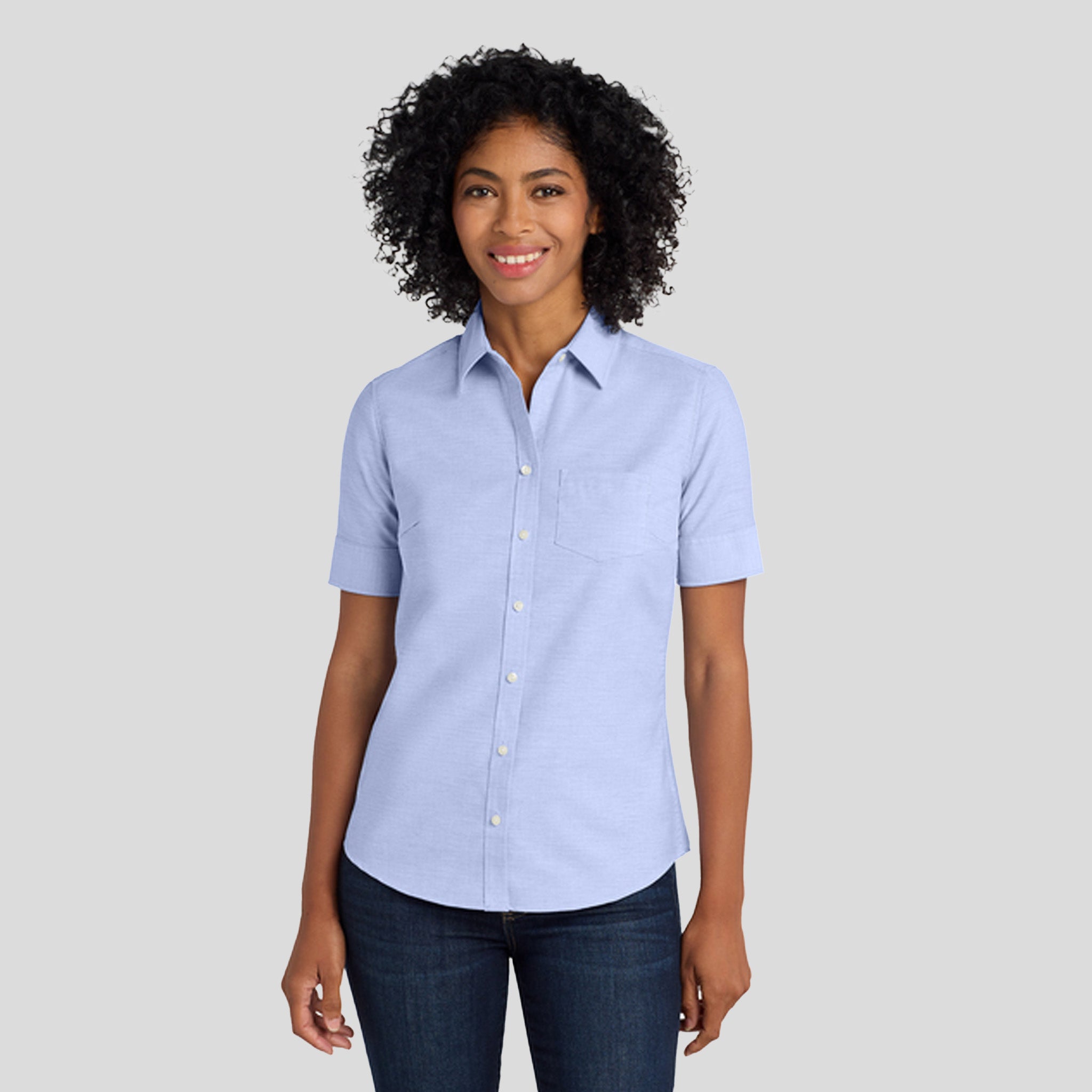 Women's Short Sleeve SuperProβ’ Oxford Shirt | Oxford Blue
