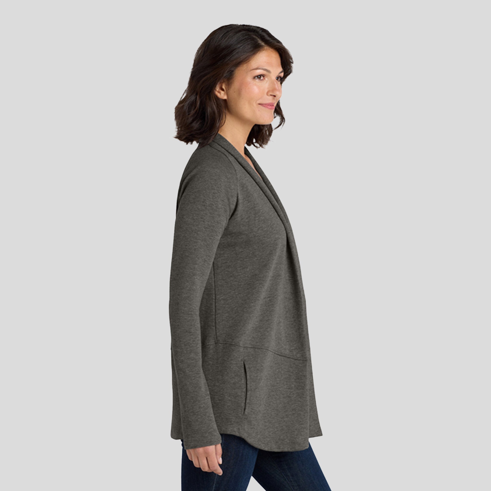Women's Interlock Cardigan | Charcoal Heather and Medium Heather Grey