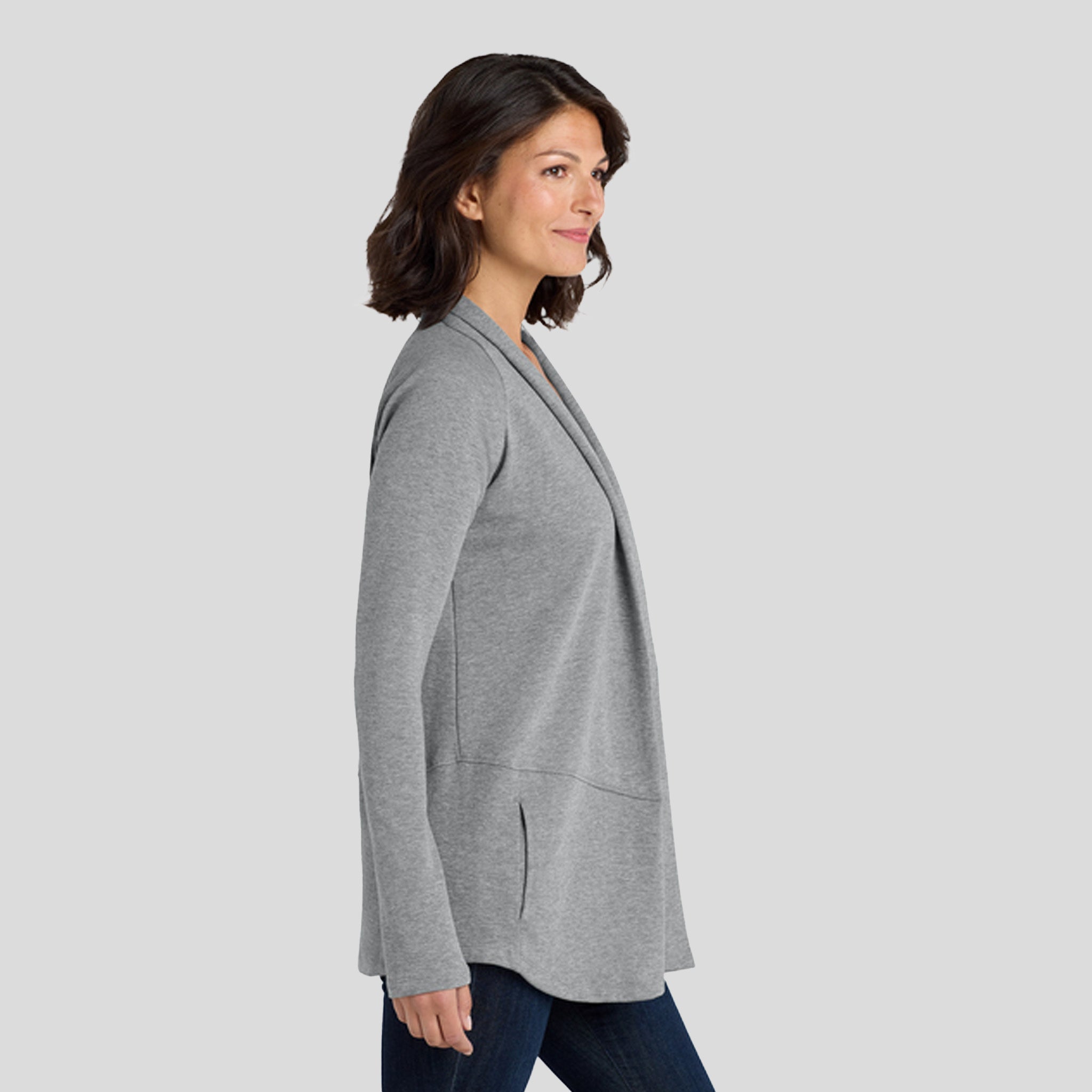 Women's Interlock Cardigan | Medium Heather Grey and Charcoal Heather