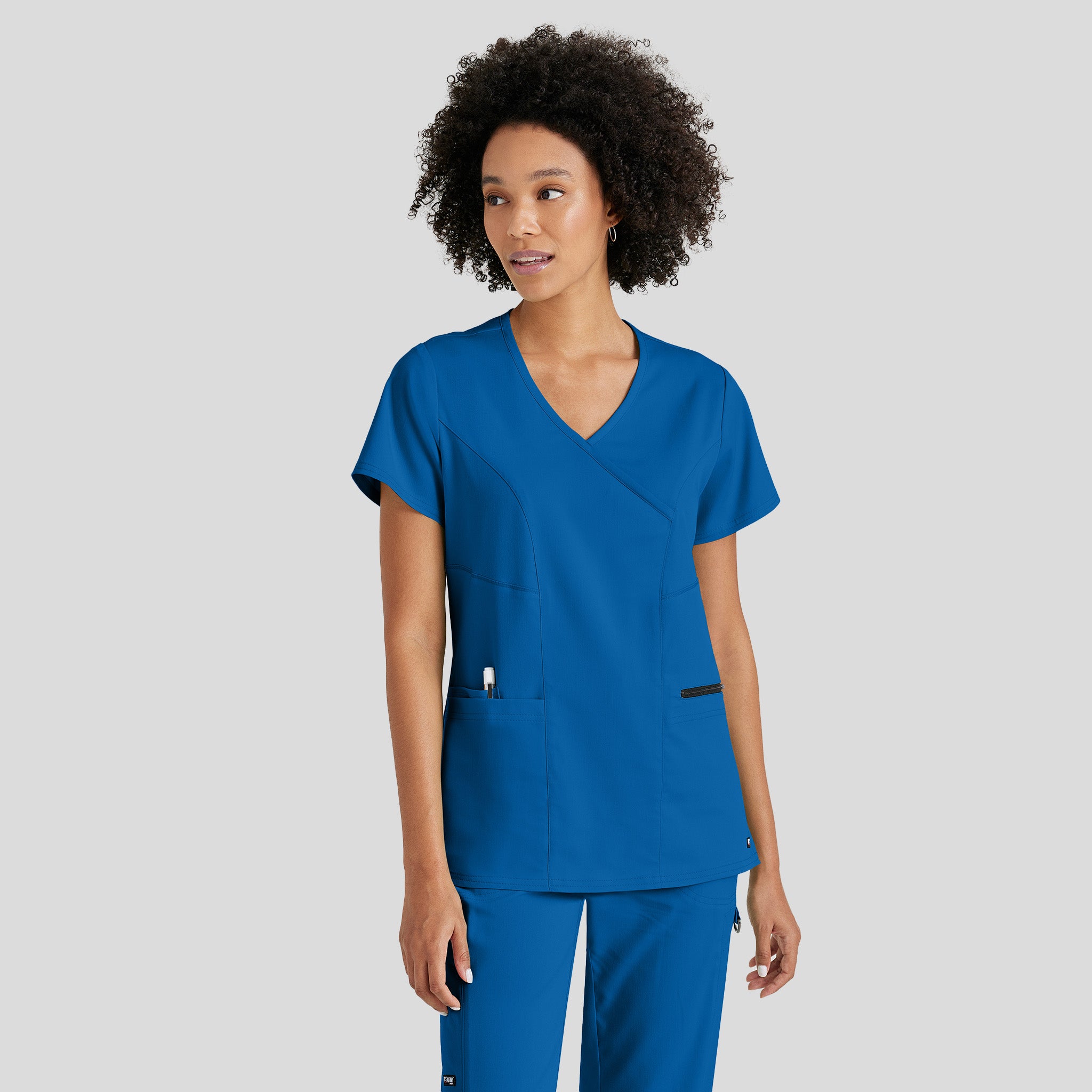 Kim 3-Pocket Crossover V-Neck Scrub Top | Royal