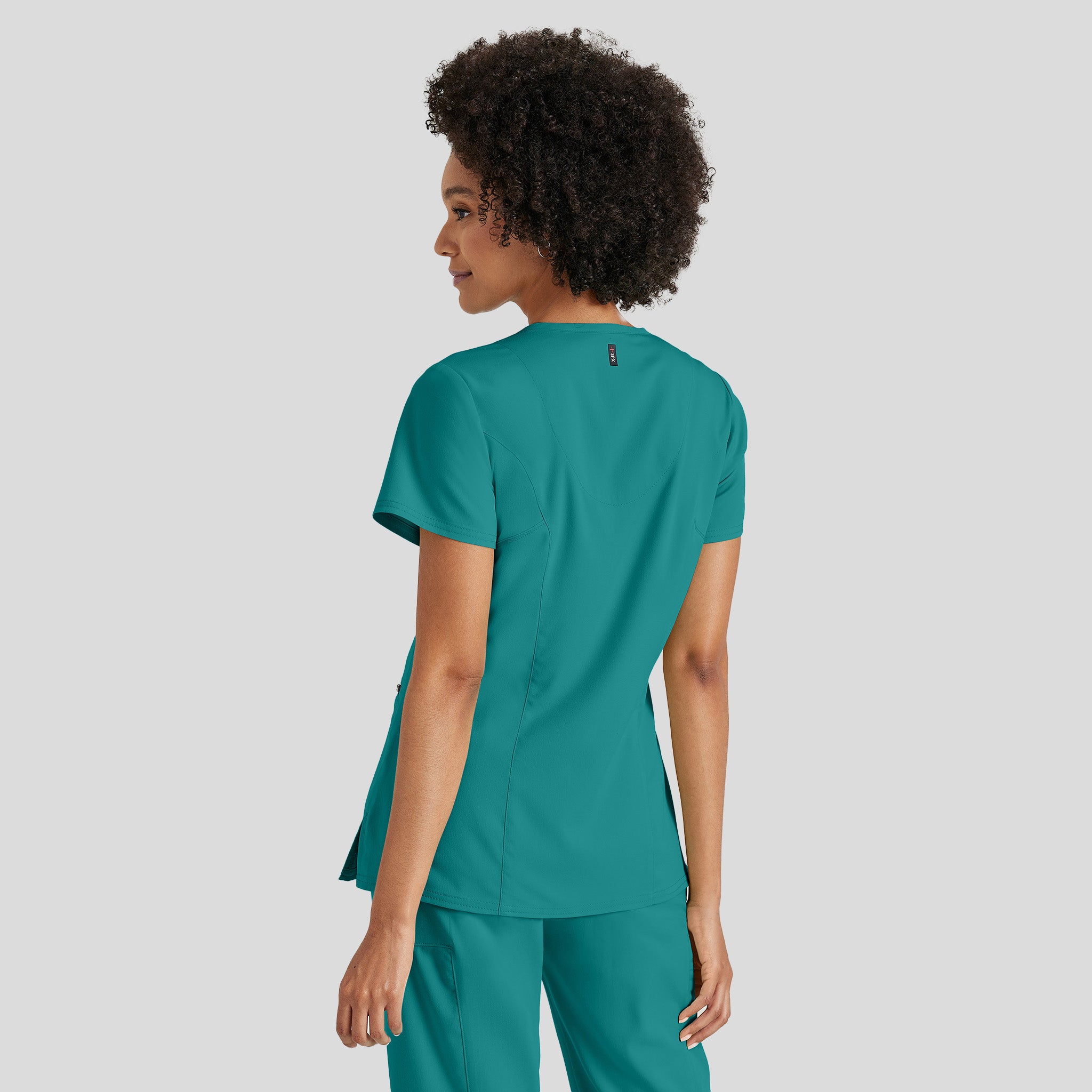 Kim 3-Pocket Crossover V-Neck Scrub Top | Teal