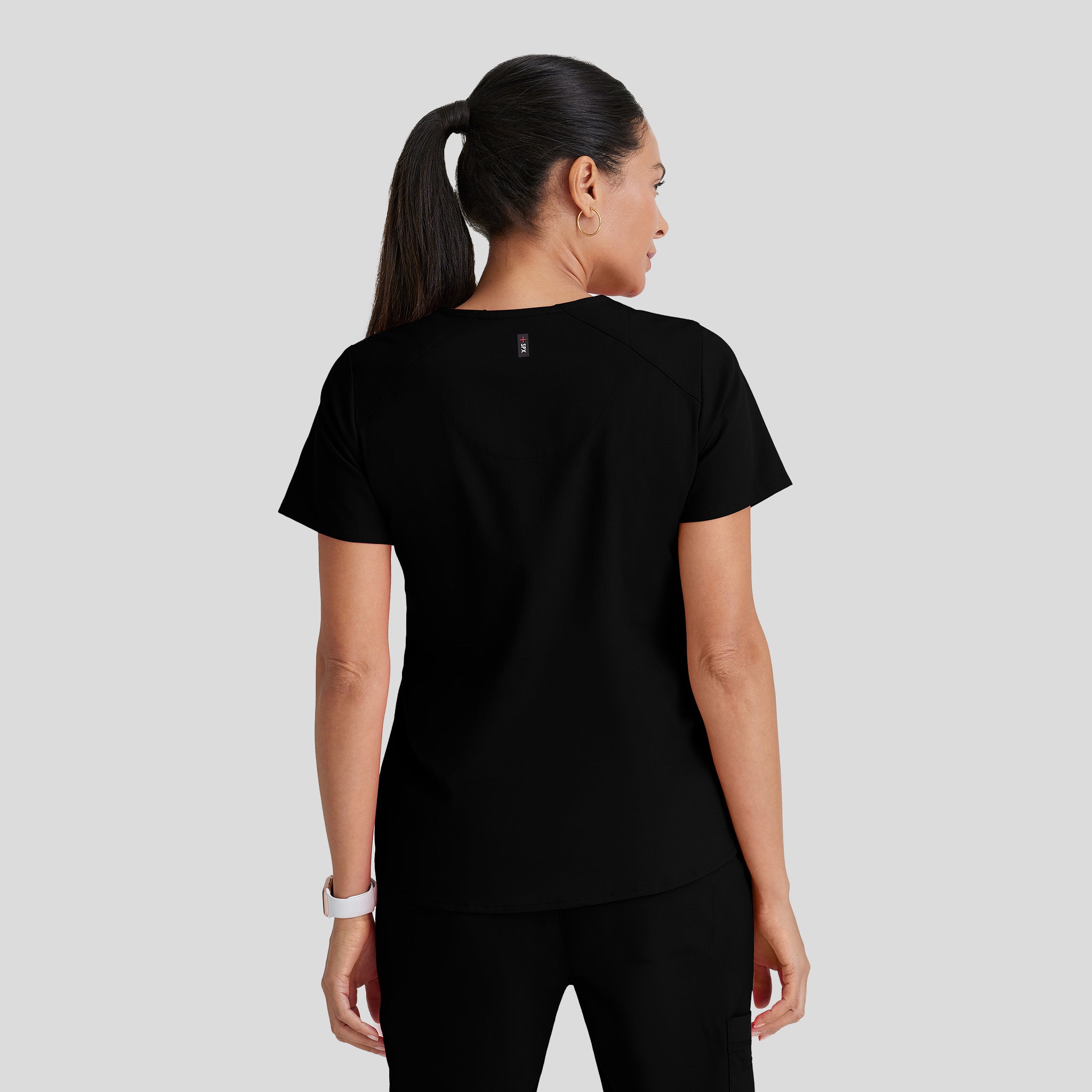 Emma 4-Pocket V-Neck Scrub Top | Black