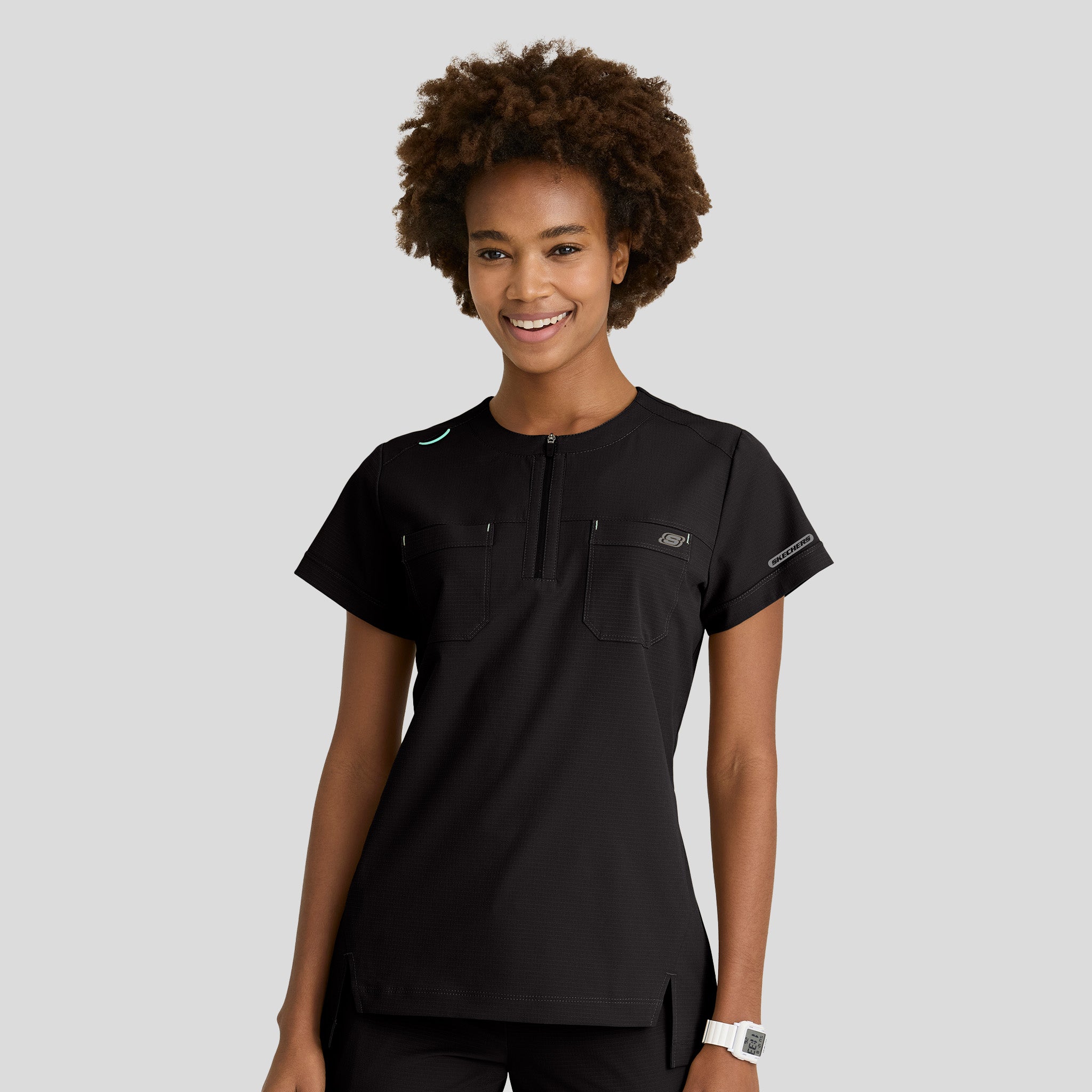 Trek 2-Pocket Rounded Neck Tuck-In Top | Black