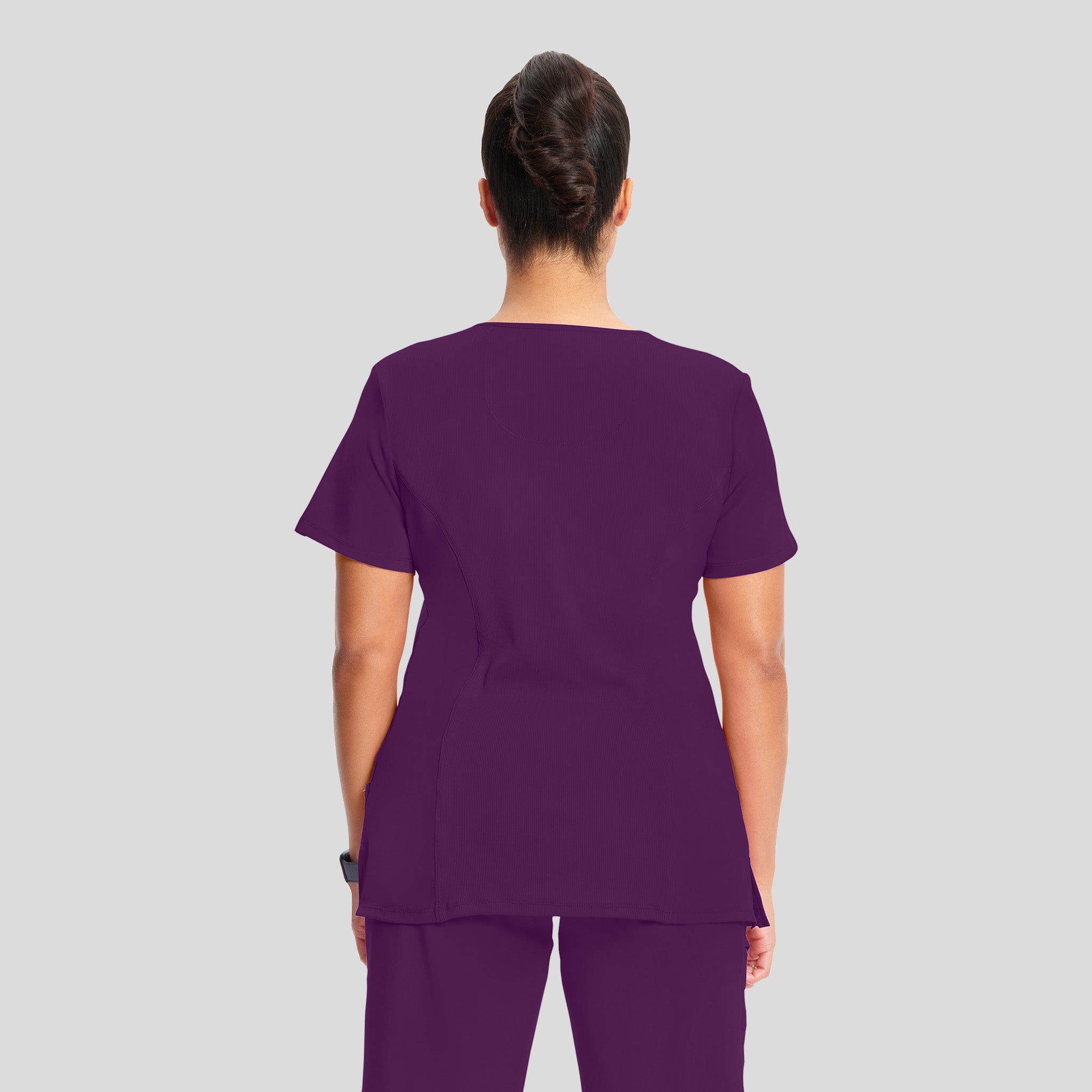 Infinity Mock Wrap Solid Scrub Top | Eggplant