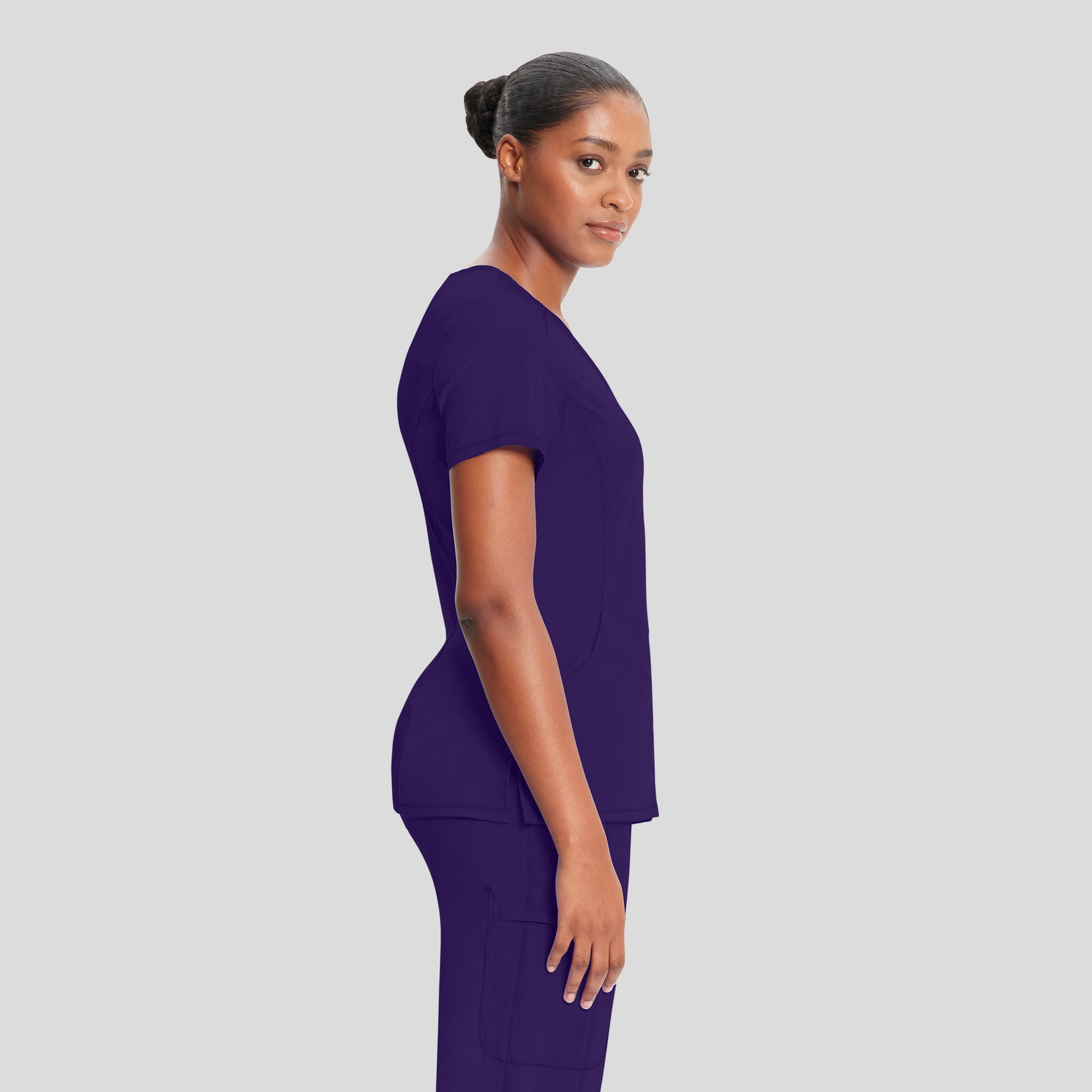 Infinity Mock Wrap Solid Scrub Top | Grape