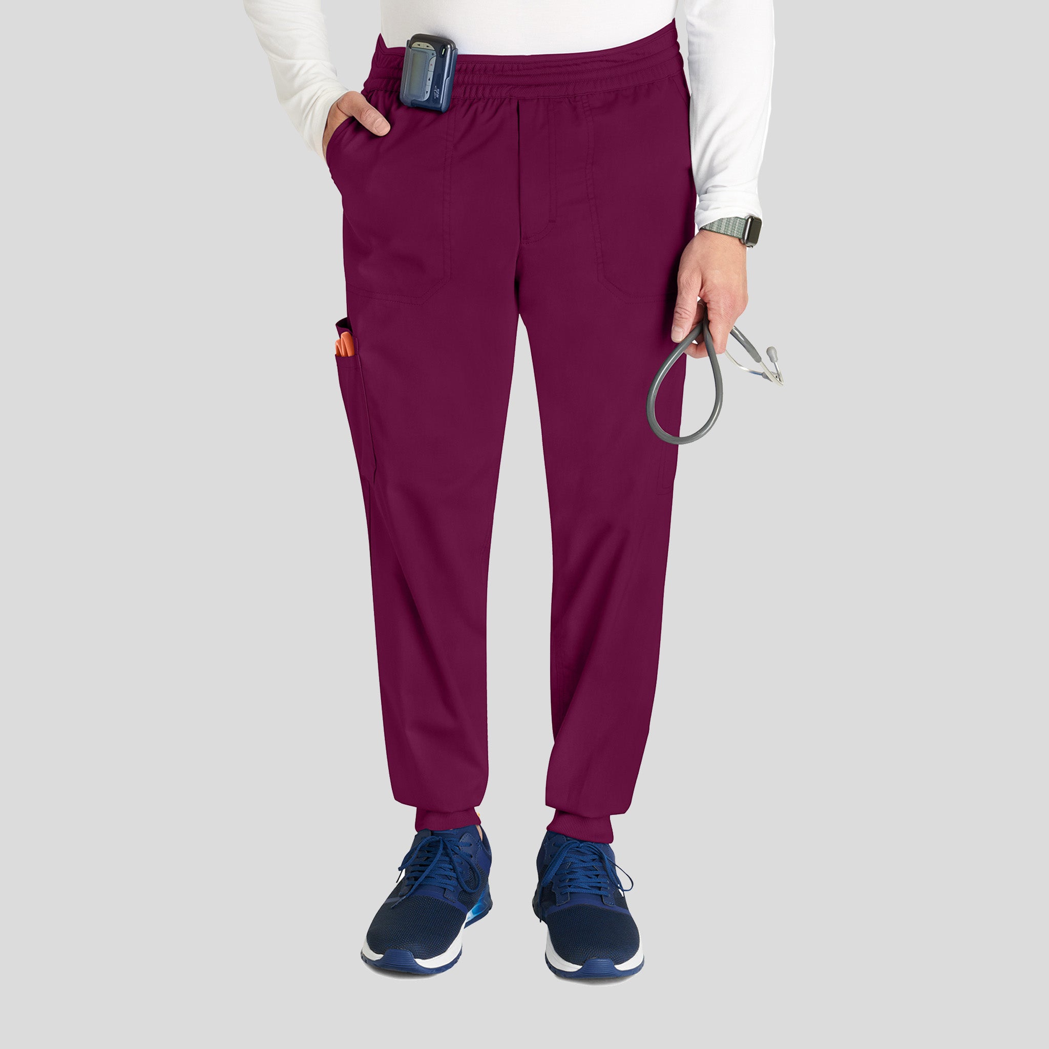 Men's Mesh Trim Jogger Scrub Pant | Wine