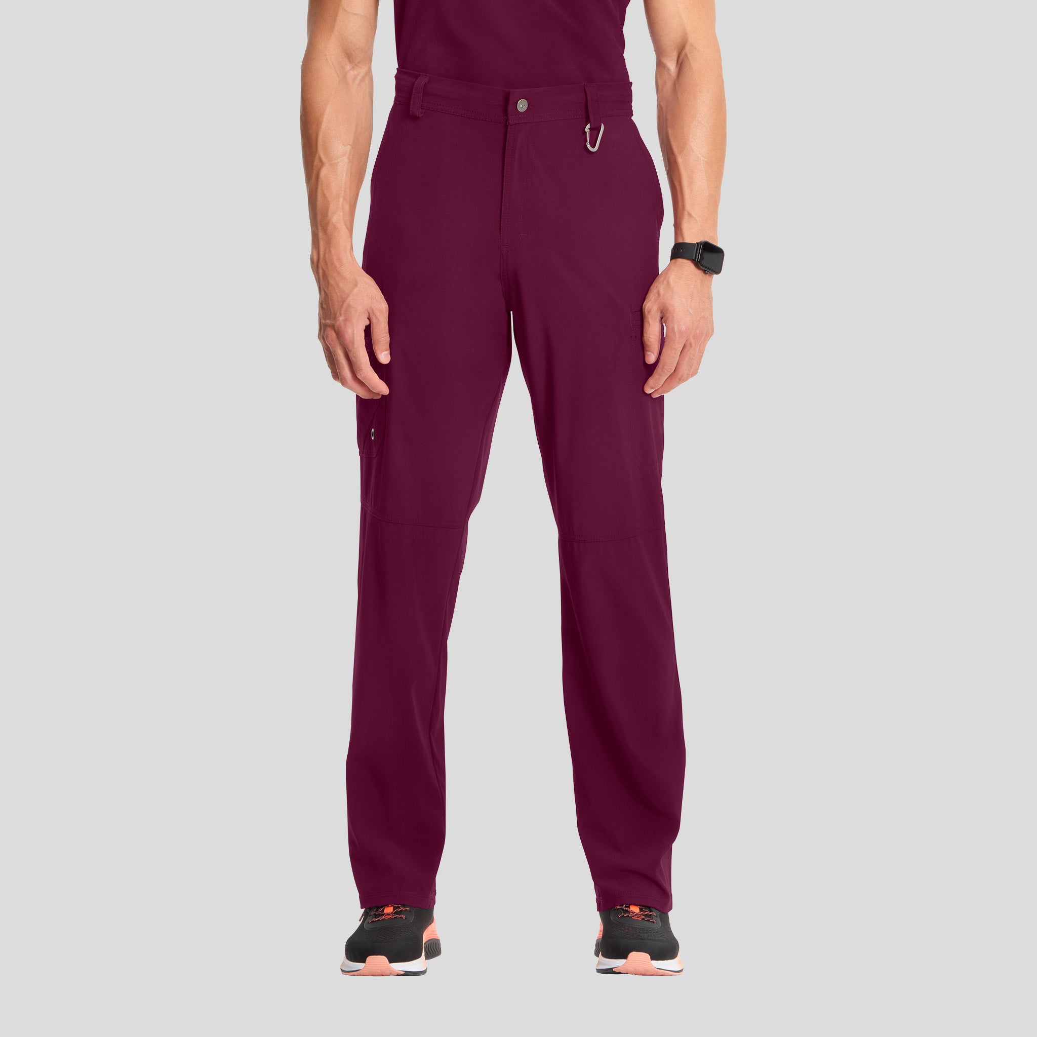 Men's Zip Fly Cargo Scrub Pant | Wine