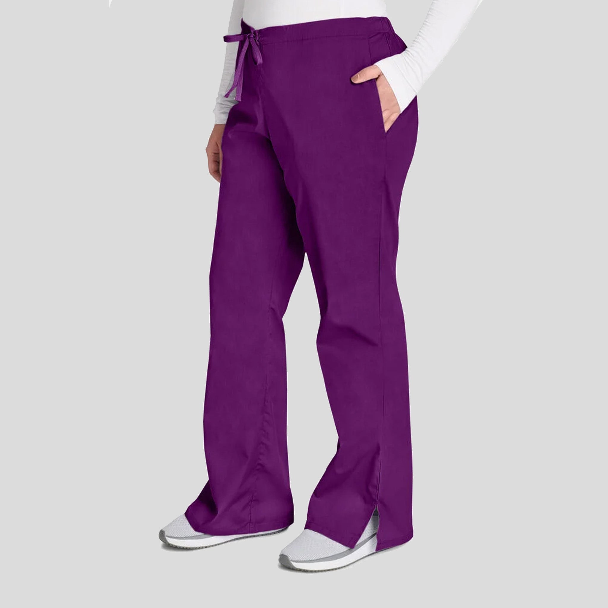 Natural Rise Flare Leg Drawstring Pant | Eggplant