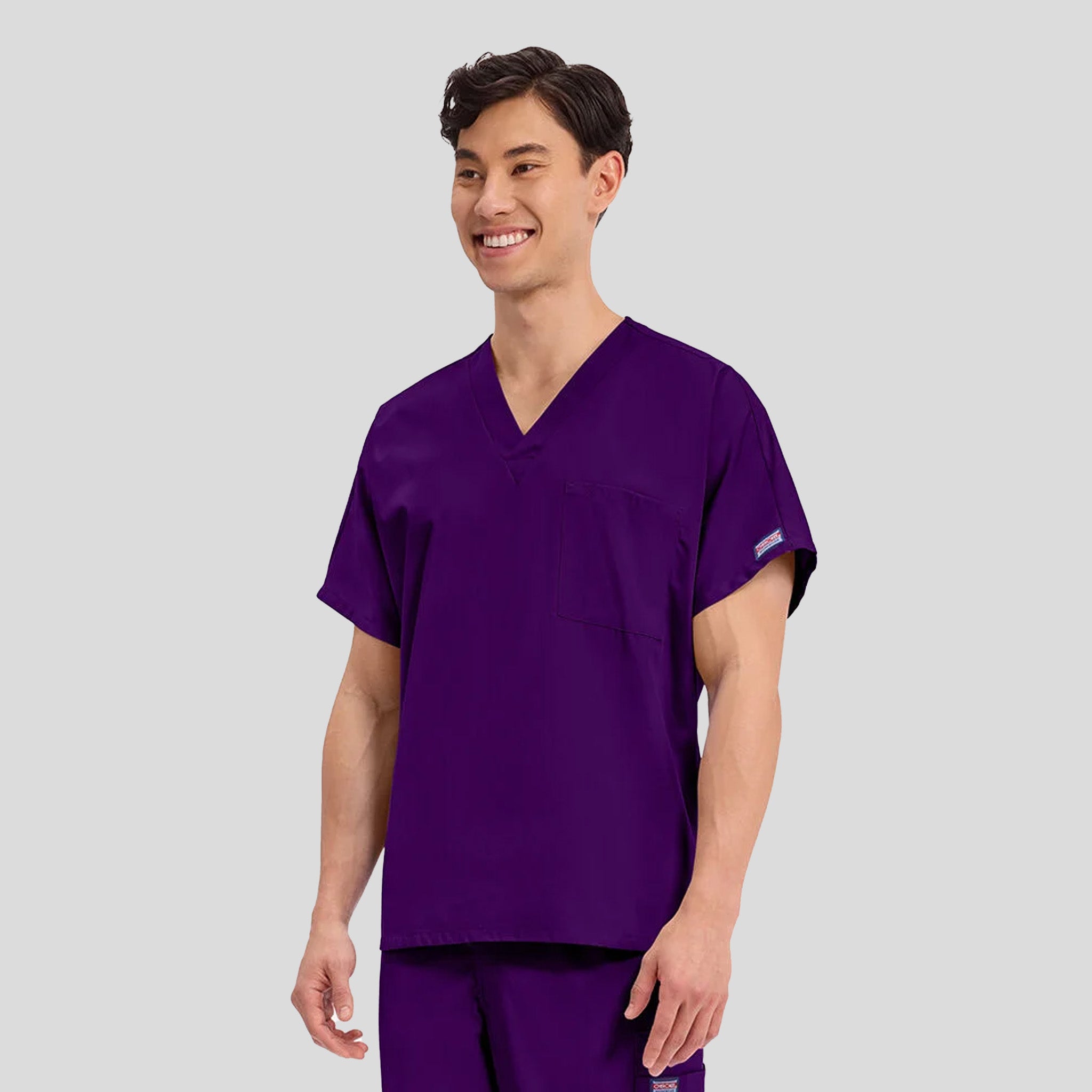 Unisex V-Neck 1 Pocket | Eggplant