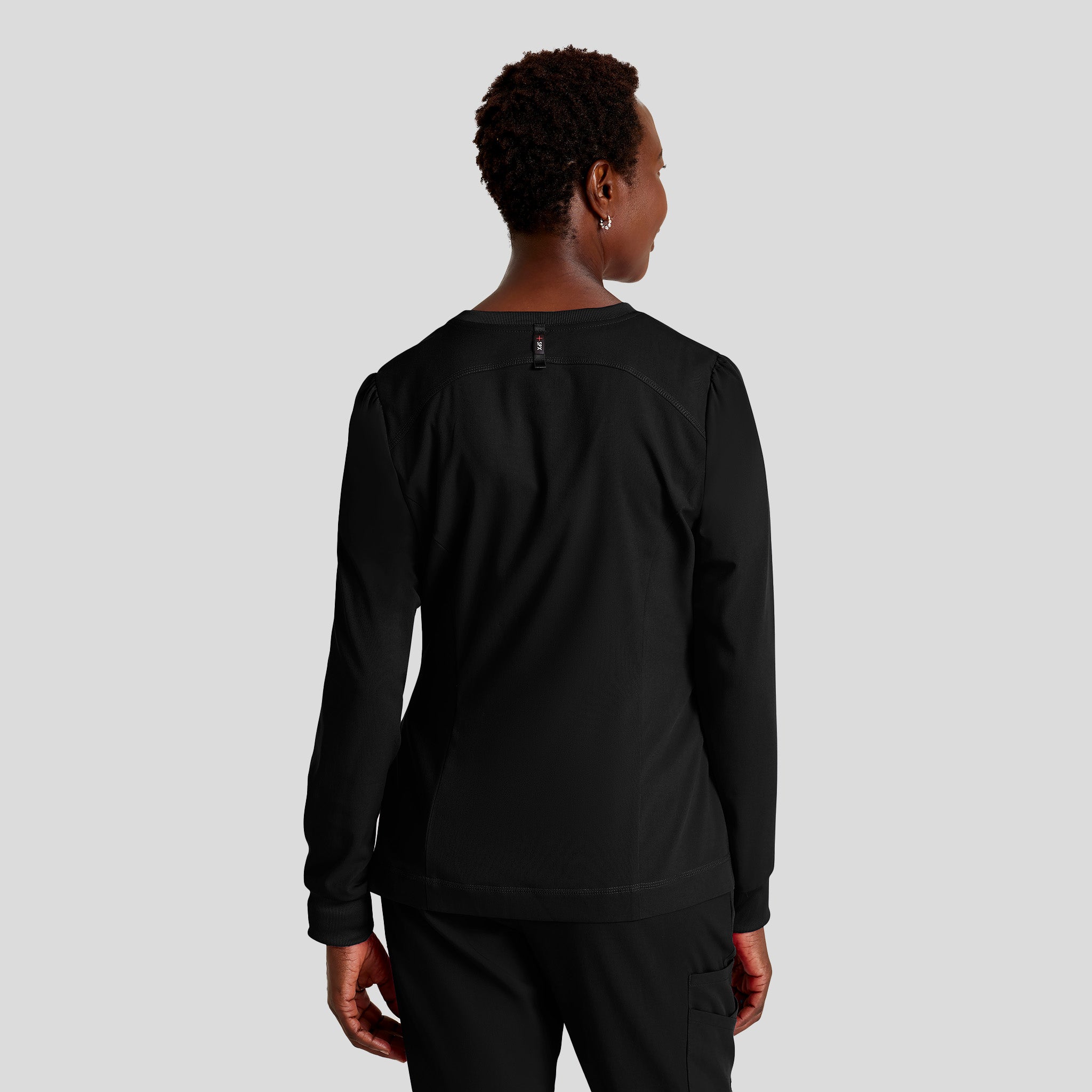 Millie 3-Pocket Crewneck Scrub Jacket | Black