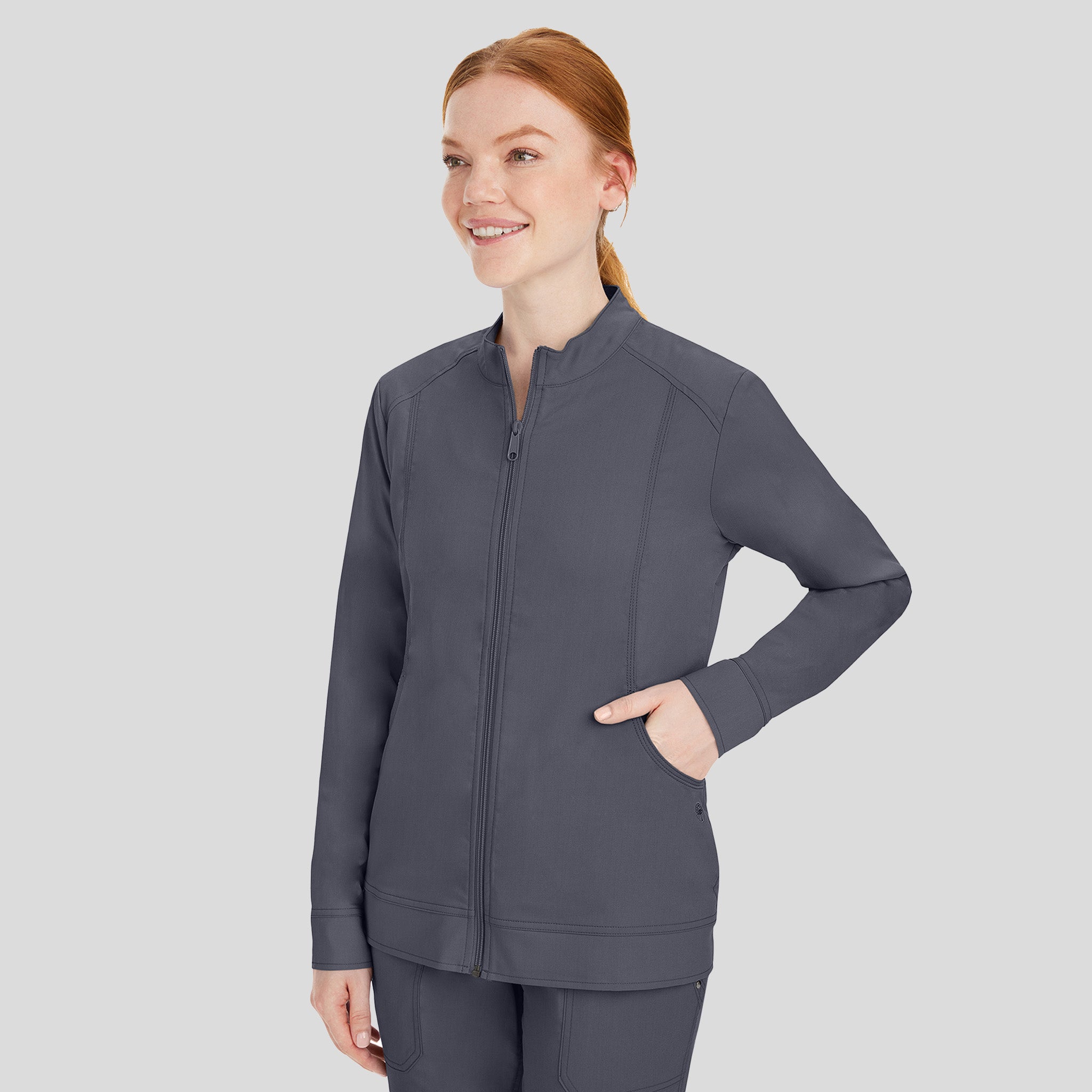 Dakota Zip Front Scrub Jacket | Pewter