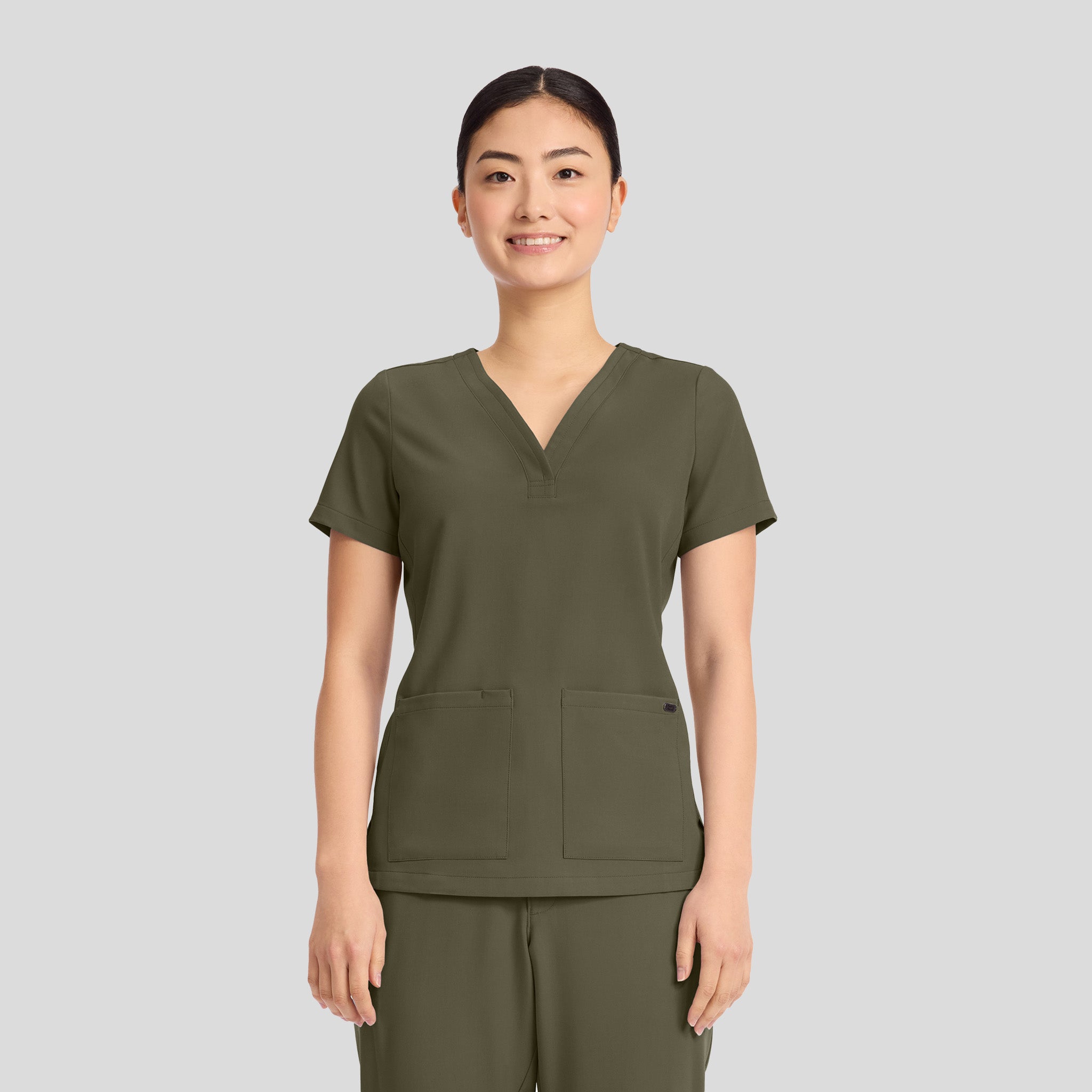 Women's Briana Y-Neck Scrub Top | Olive