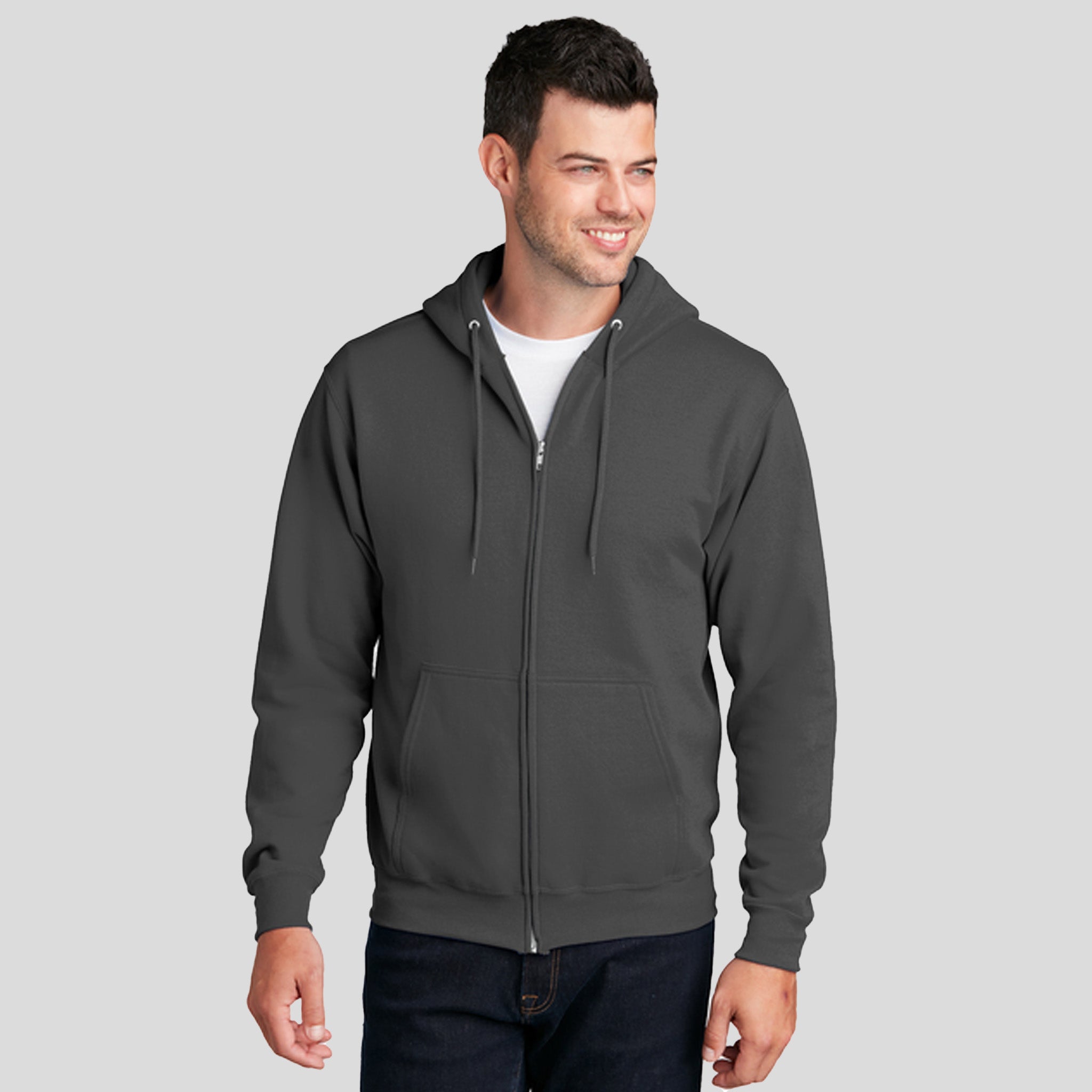 Core Fleece Full-Zip Hooded Sweatshirt | Charcoal