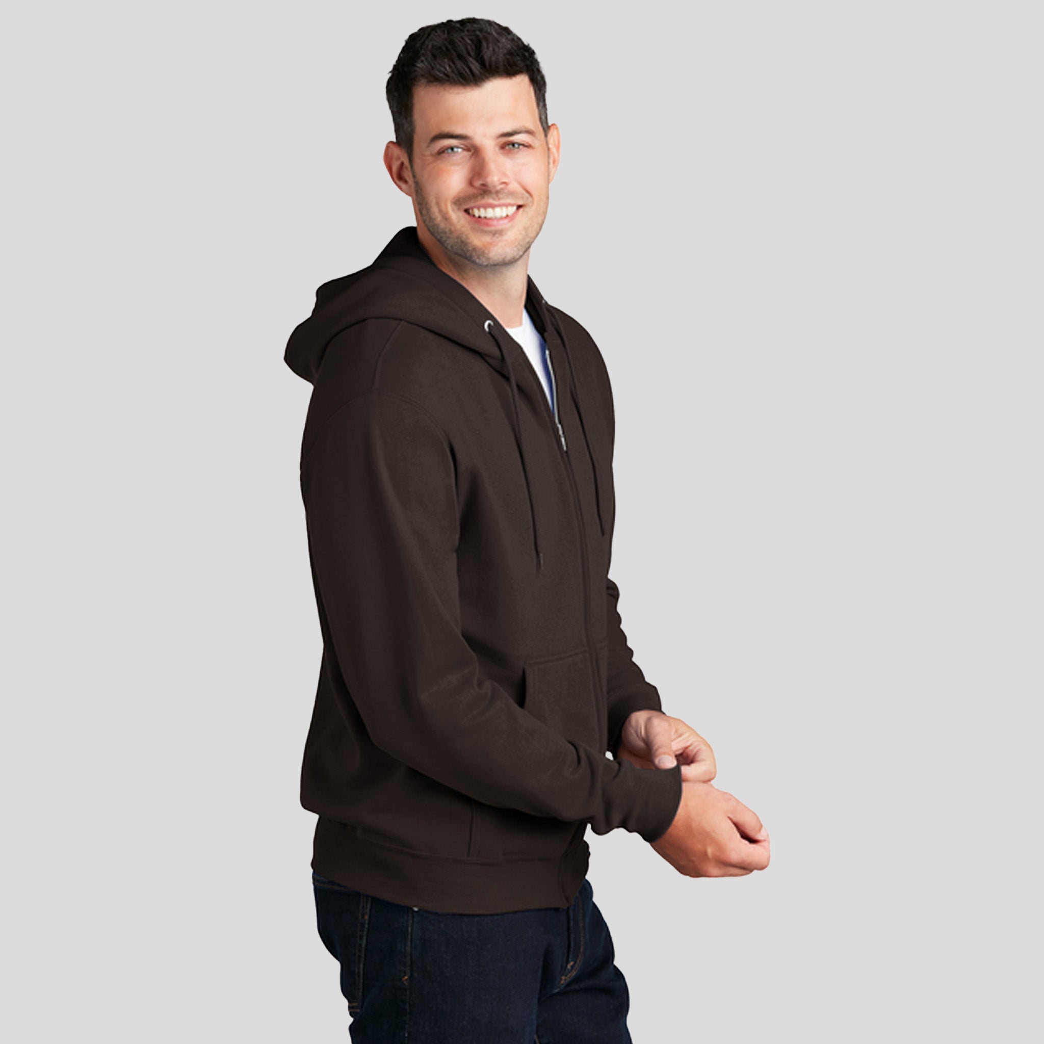 Core Fleece Full-Zip Hooded Sweatshirt | Dark Chocolate Brown