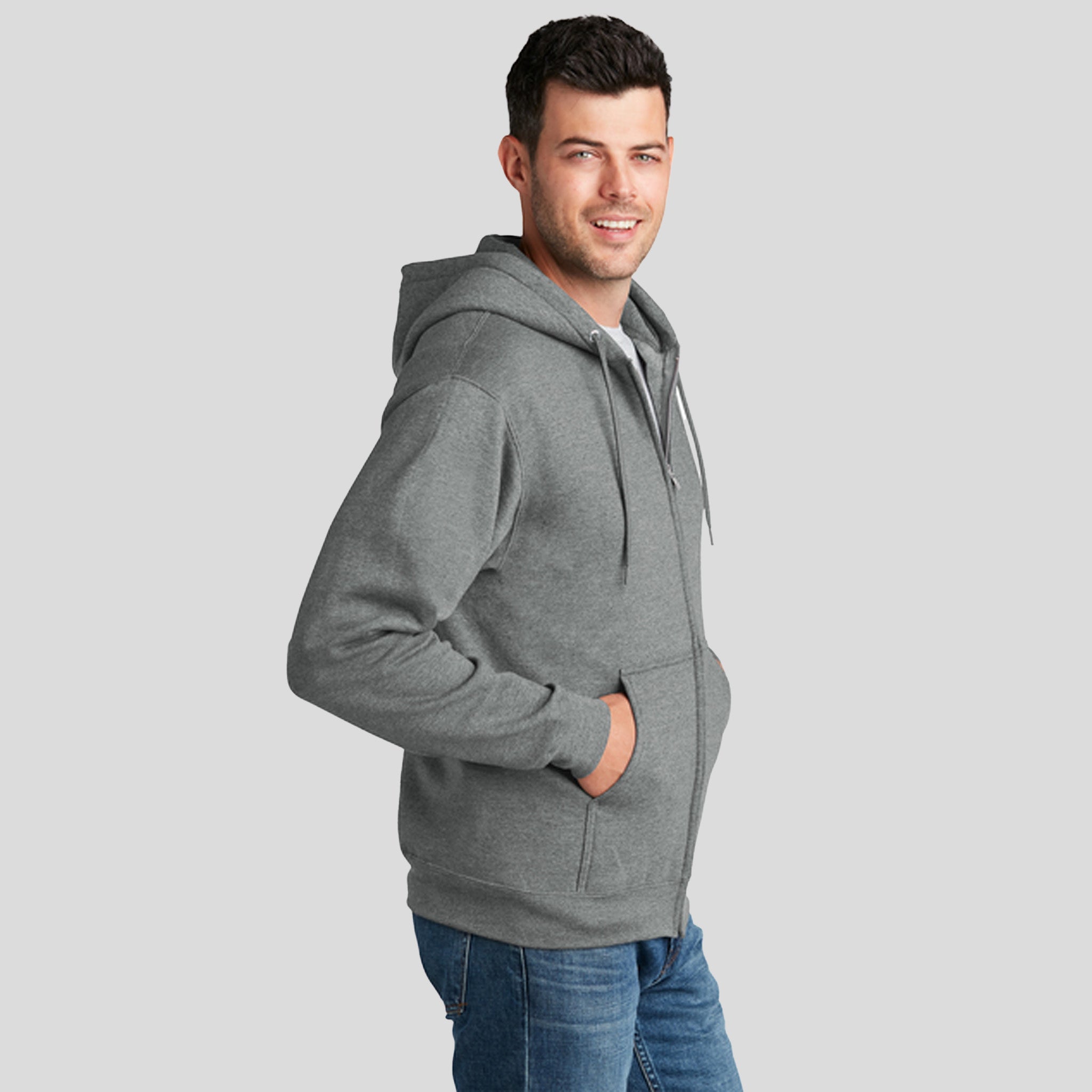 Core Fleece Full-Zip Hooded Sweatshirt | Graphite Heather