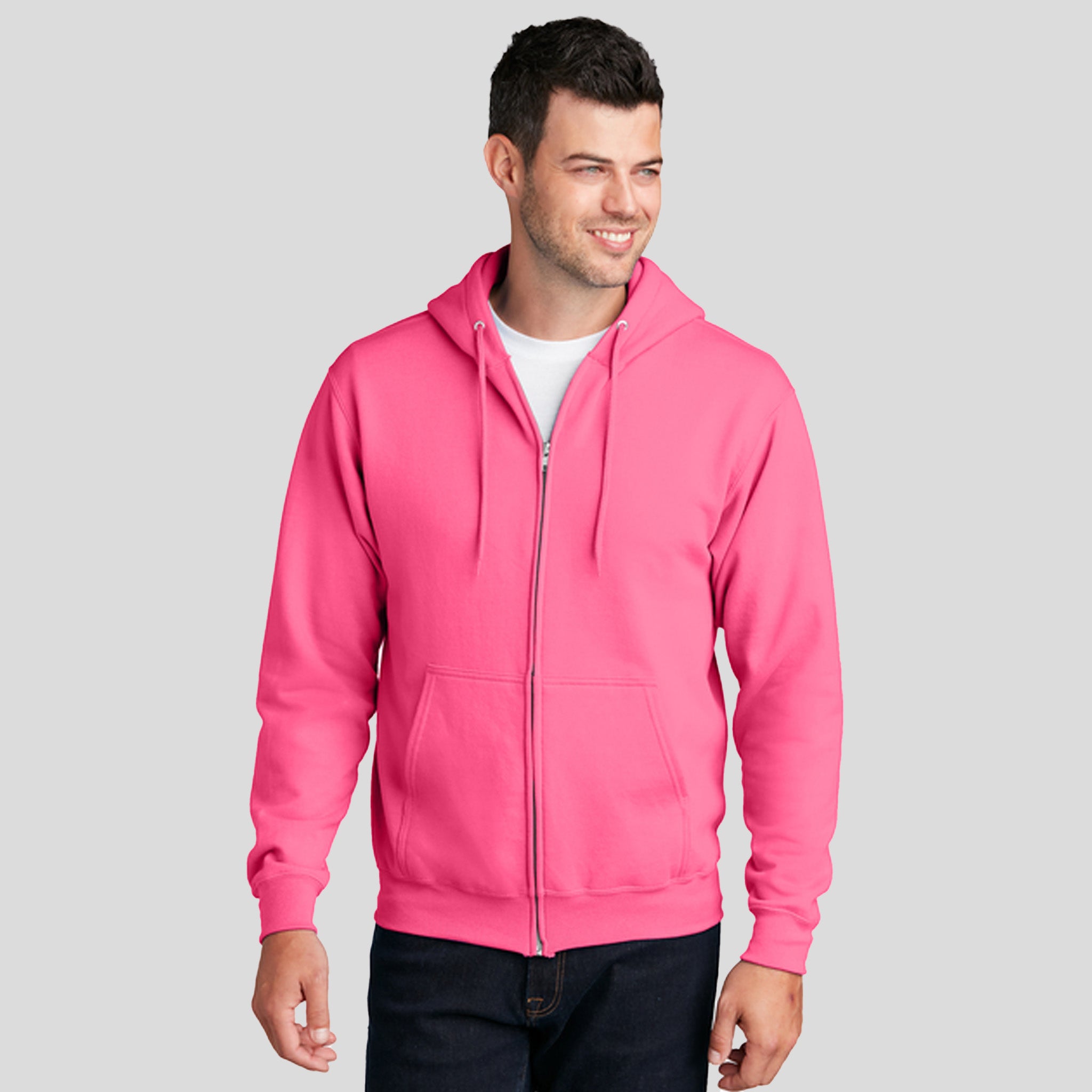 Core Fleece Full-Zip Hooded Sweatshirt | Neon Pink