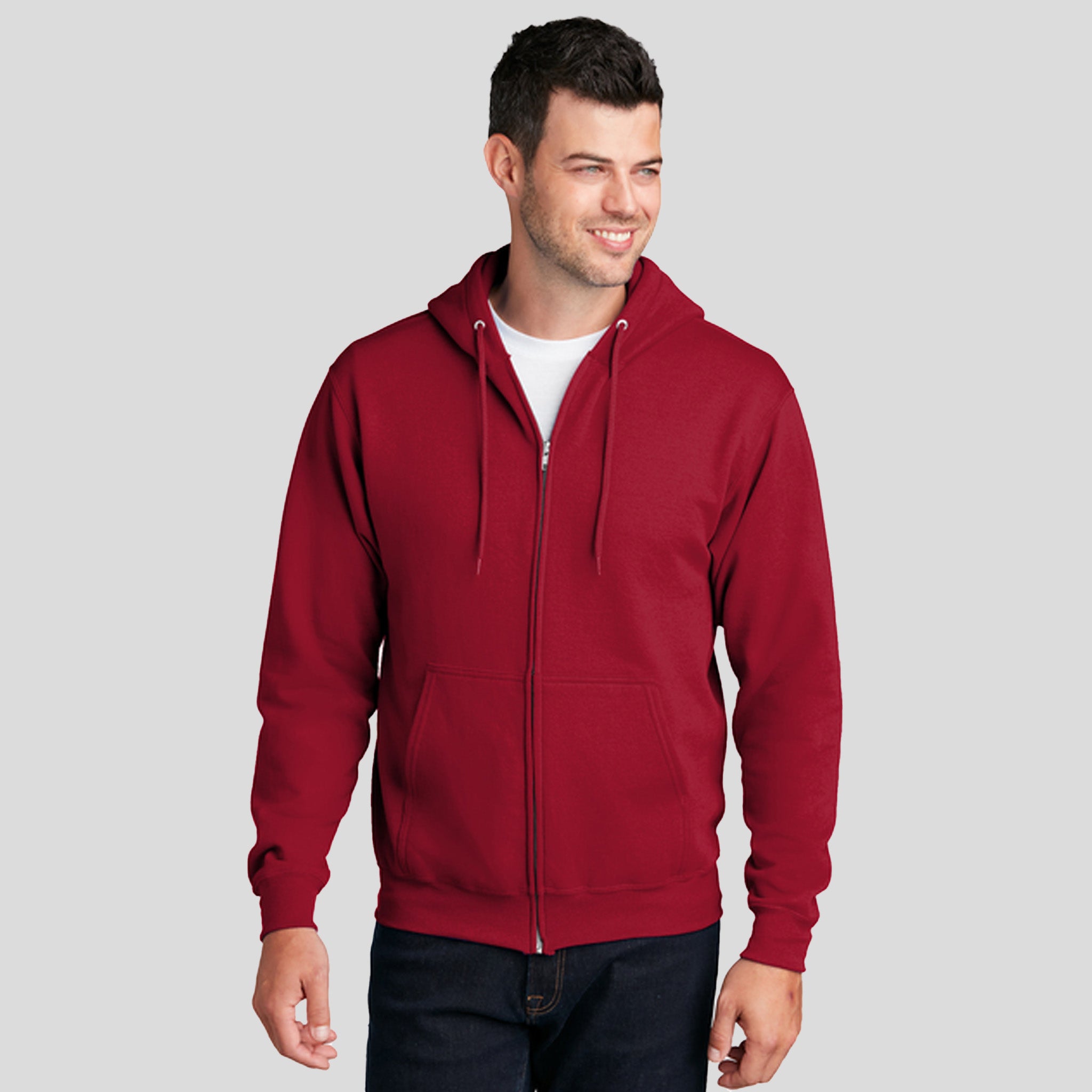 Core Fleece Full-Zip Hooded Sweatshirt | Red