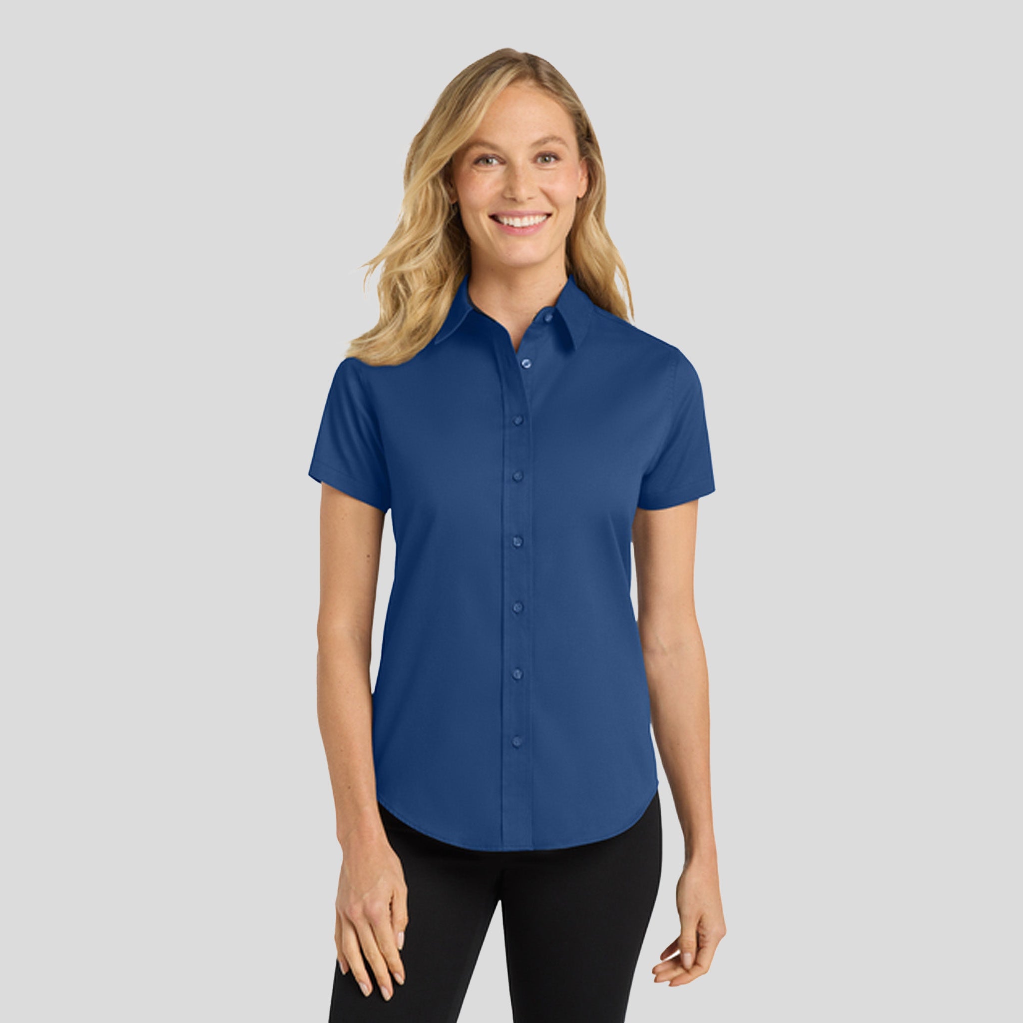 Women's Short Sleeve Easy Care Shirt | Royal/Classic Navy