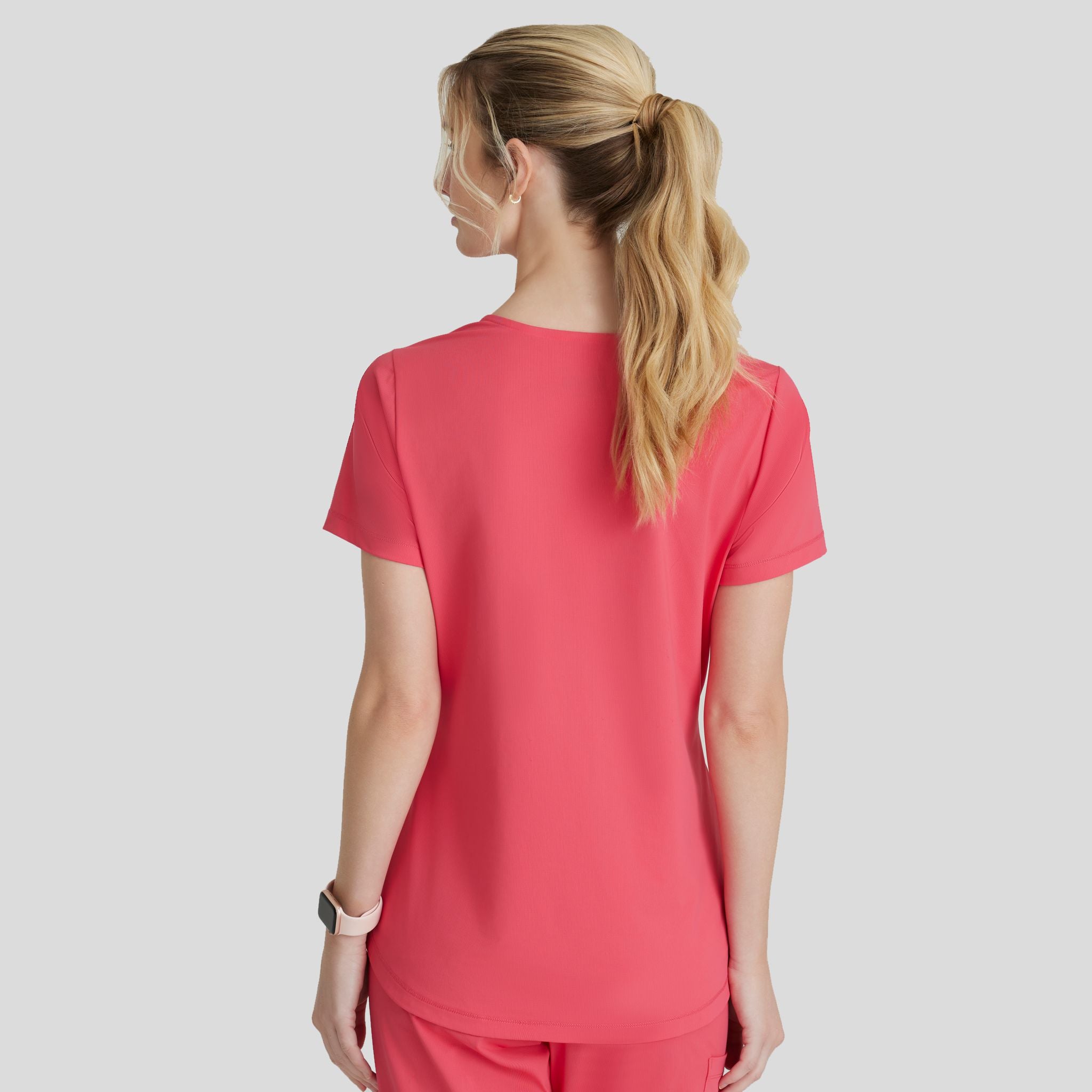 Serene 3-Pocket V-Neck Top | Punch Pink