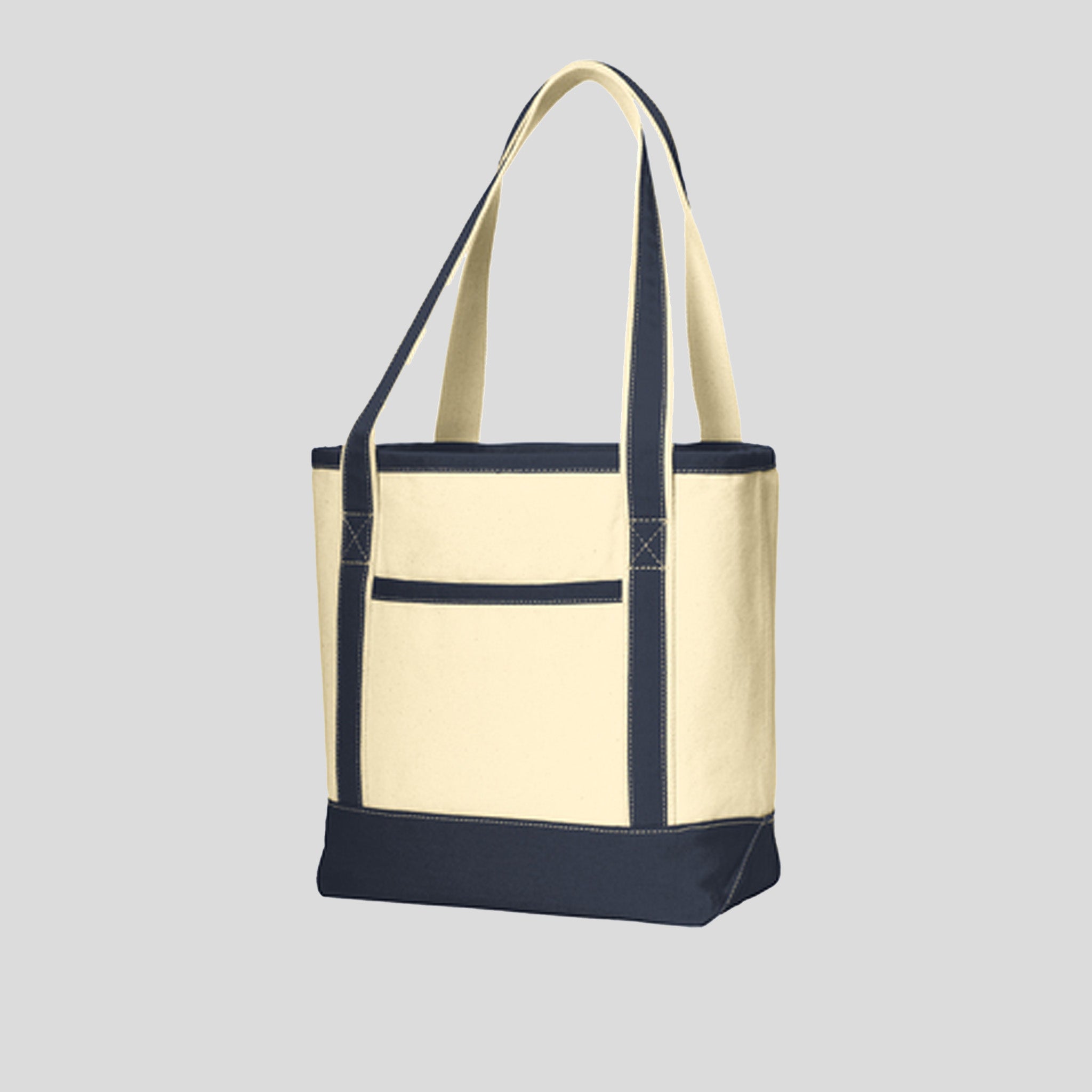 Medium Cotton Canvas Tote | Natural/Navy
